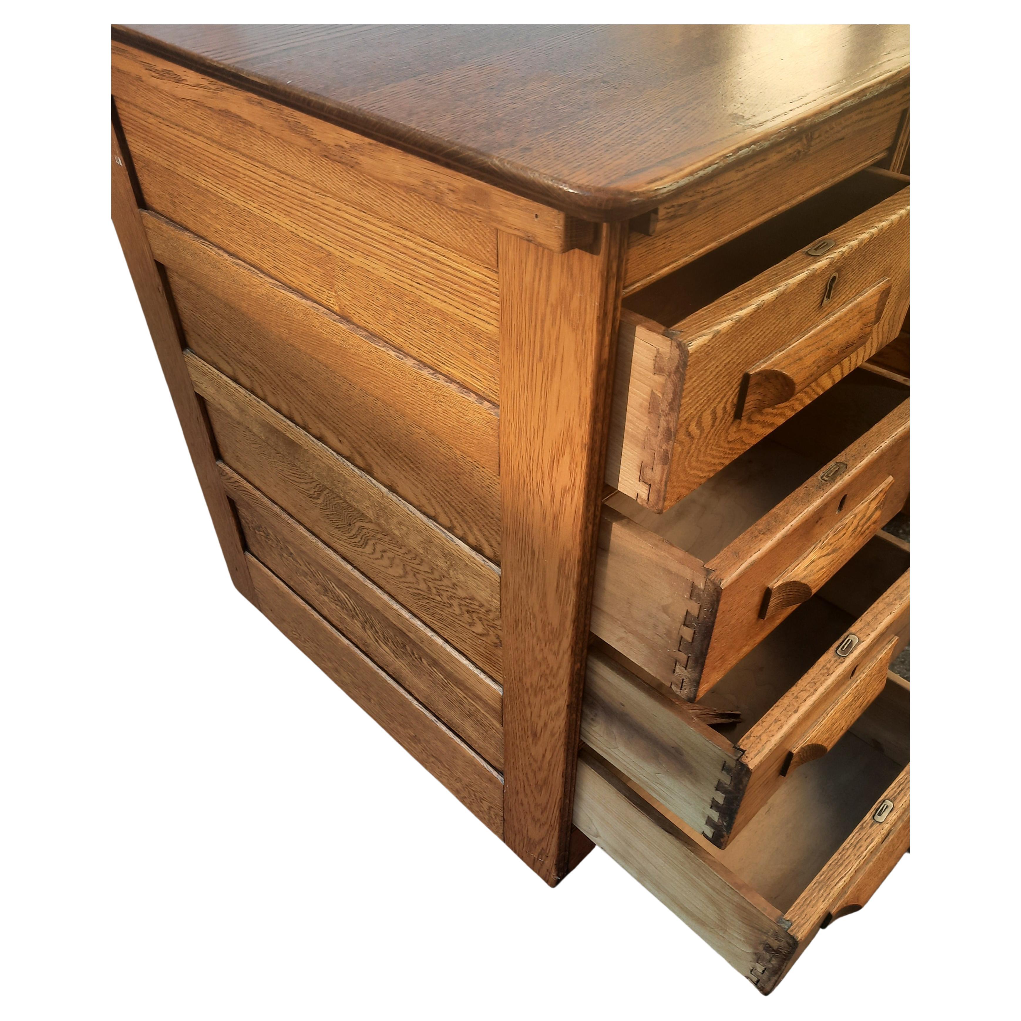 Hand-Crafted Handcrafted Solid Oak Partners Desk Writing Desk on Wheels, circa 1960 For Sale