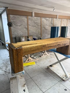 Handcrafted Solid Oak Wood Bench – Rustic Farmhouse Style, Heavy Duty