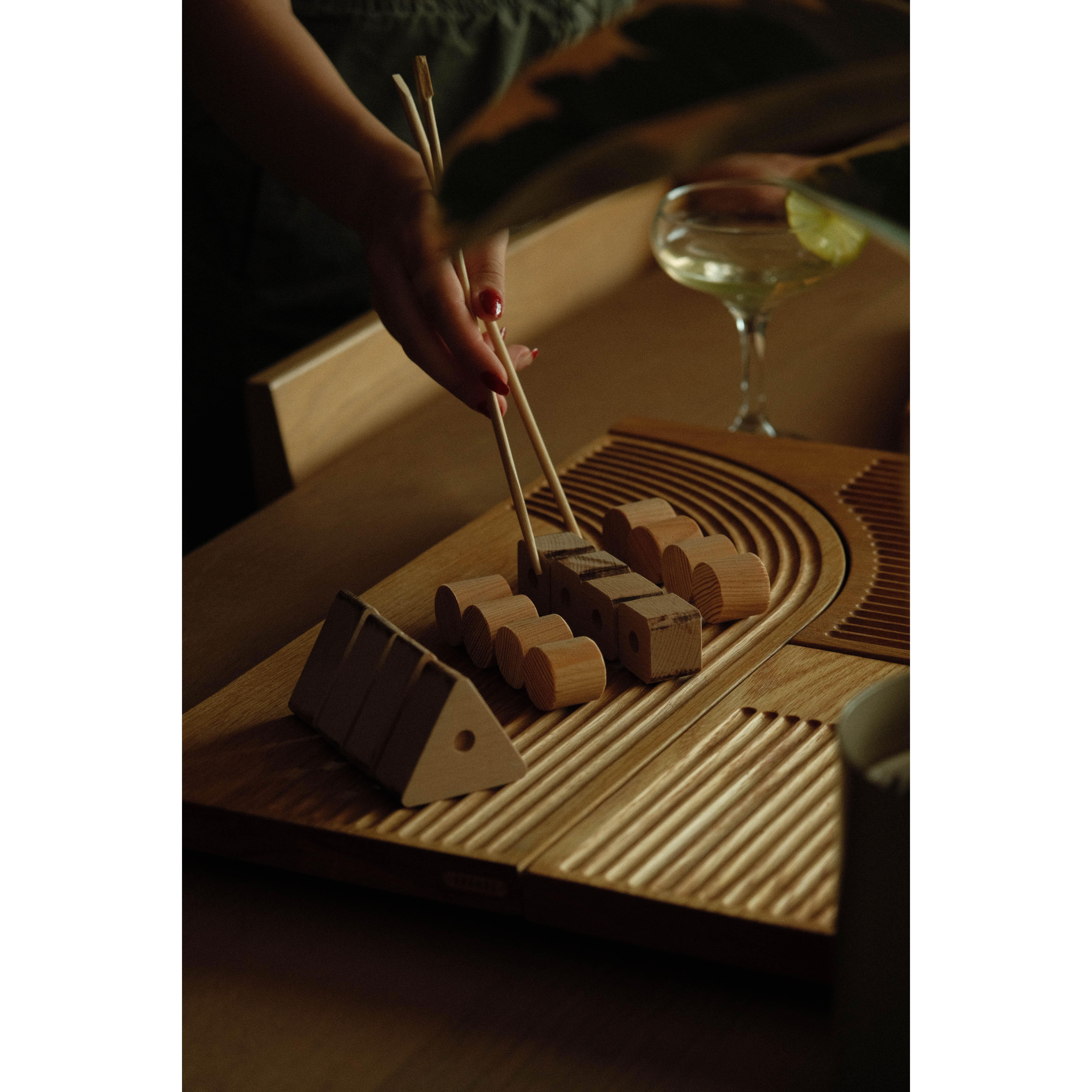 Minimalist Handcrafted Solid Oak Wood Sushi Serving Board Set of Three For Sale