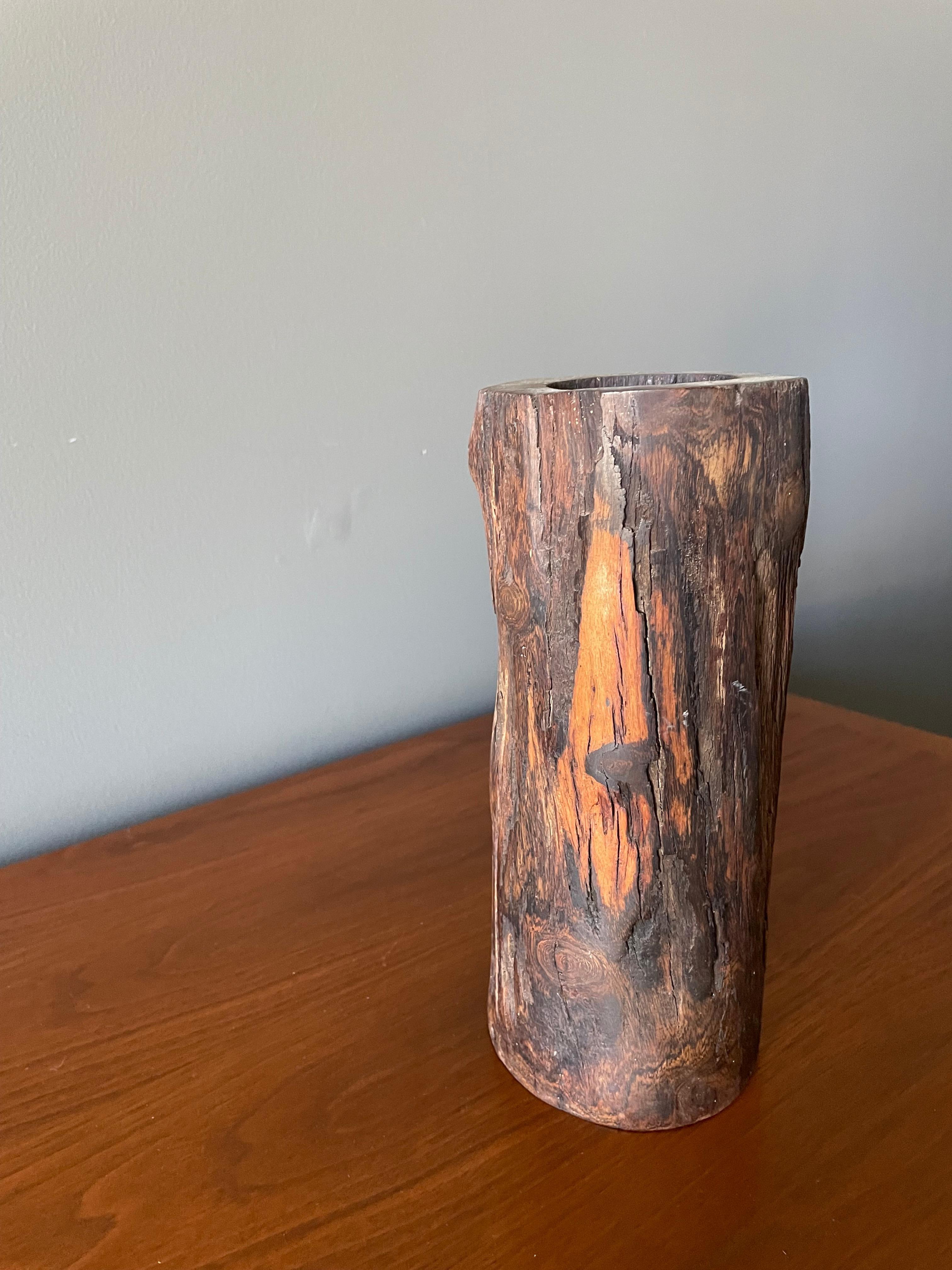 Vintage solid rosewood candle holder. Hand carved with a beautiful grain pattern.