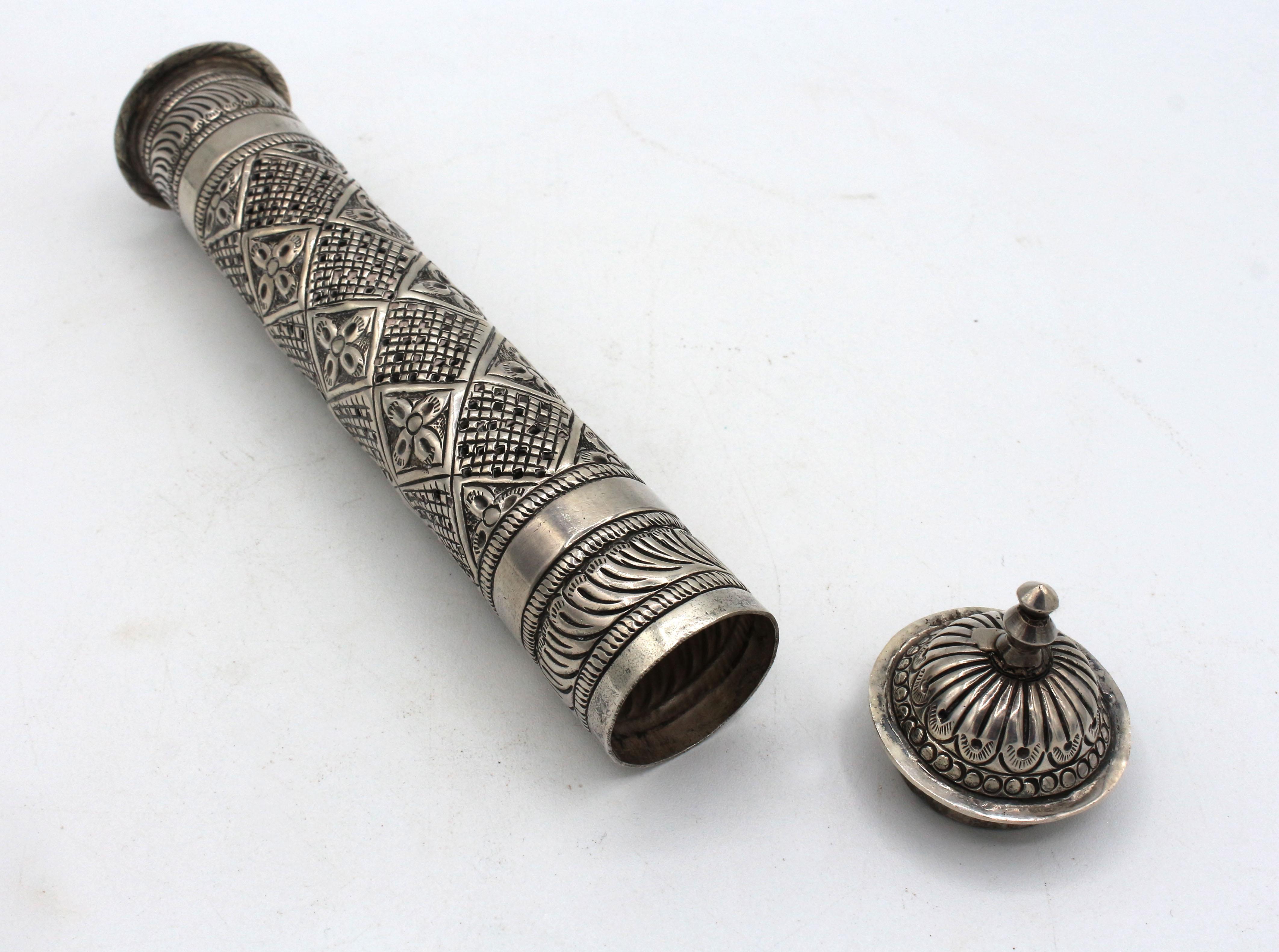 Victorian Handcrafted Solid Silver Indo-Persian Scroll Carrier. Late 19th Century