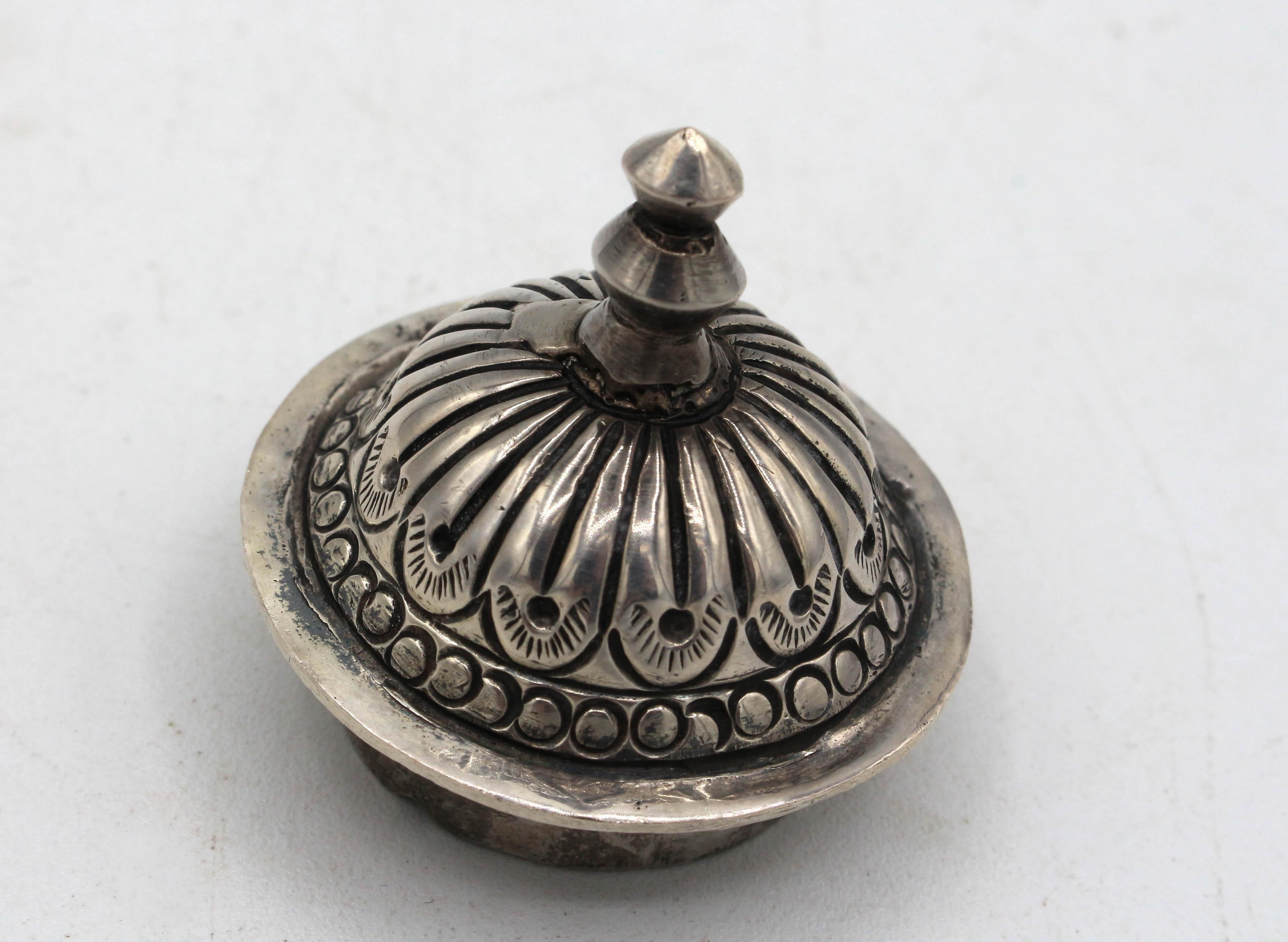 Handcrafted Solid Silver Indo-Persian Scroll Carrier. Late 19th Century In Good Condition In Chapel Hill, NC