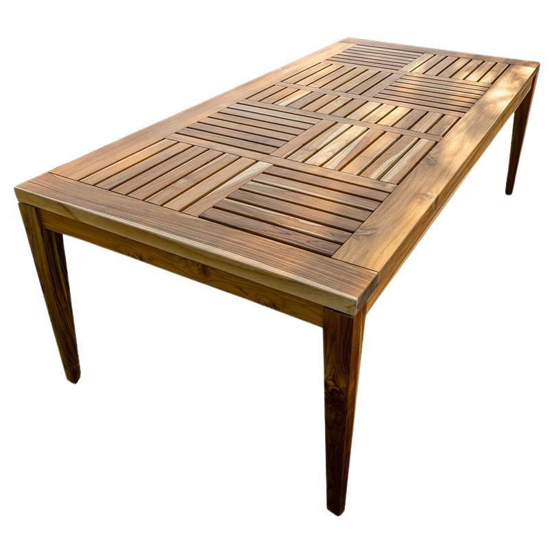 Handcrafted Solid Teak Outdoor Dining Table For Sale