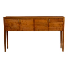 Handcrafted Solid Walnut and Bronze Hunt Table/Console c.2014