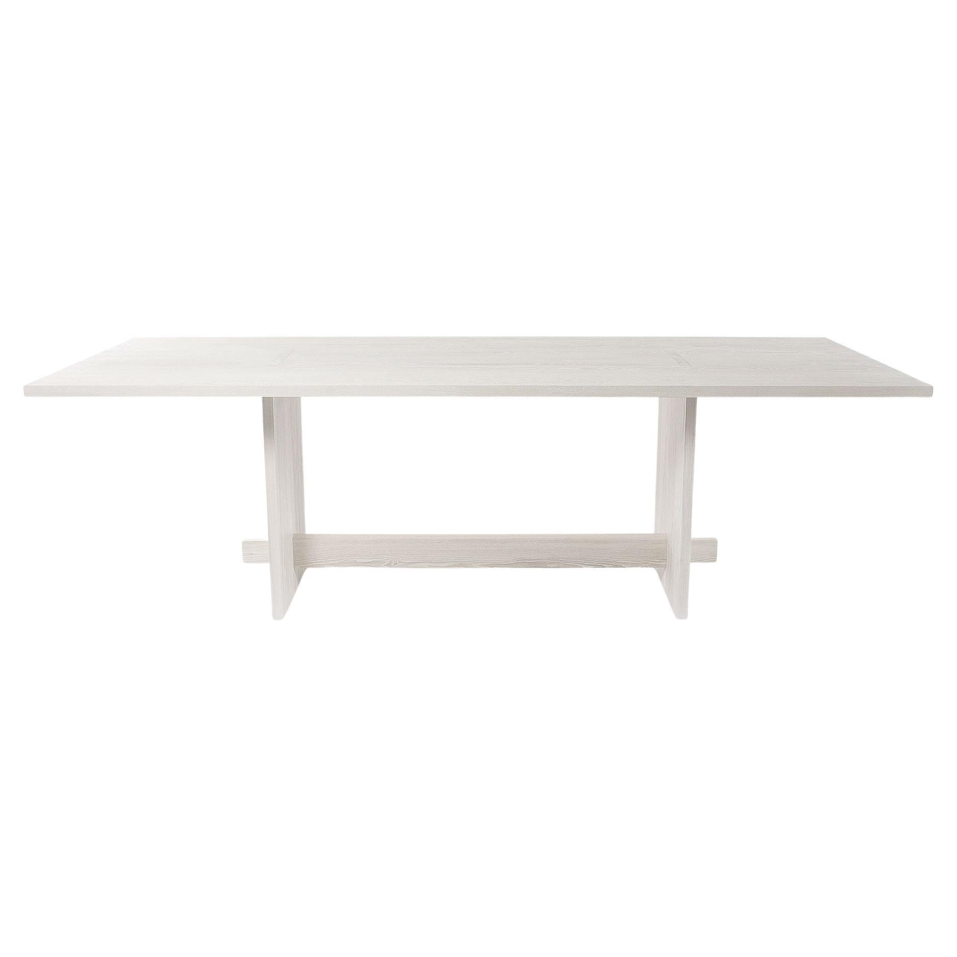 Handcrafted Solid White Ash Himes Dining Table 96"L by Mary Ratcliffe Studio For Sale