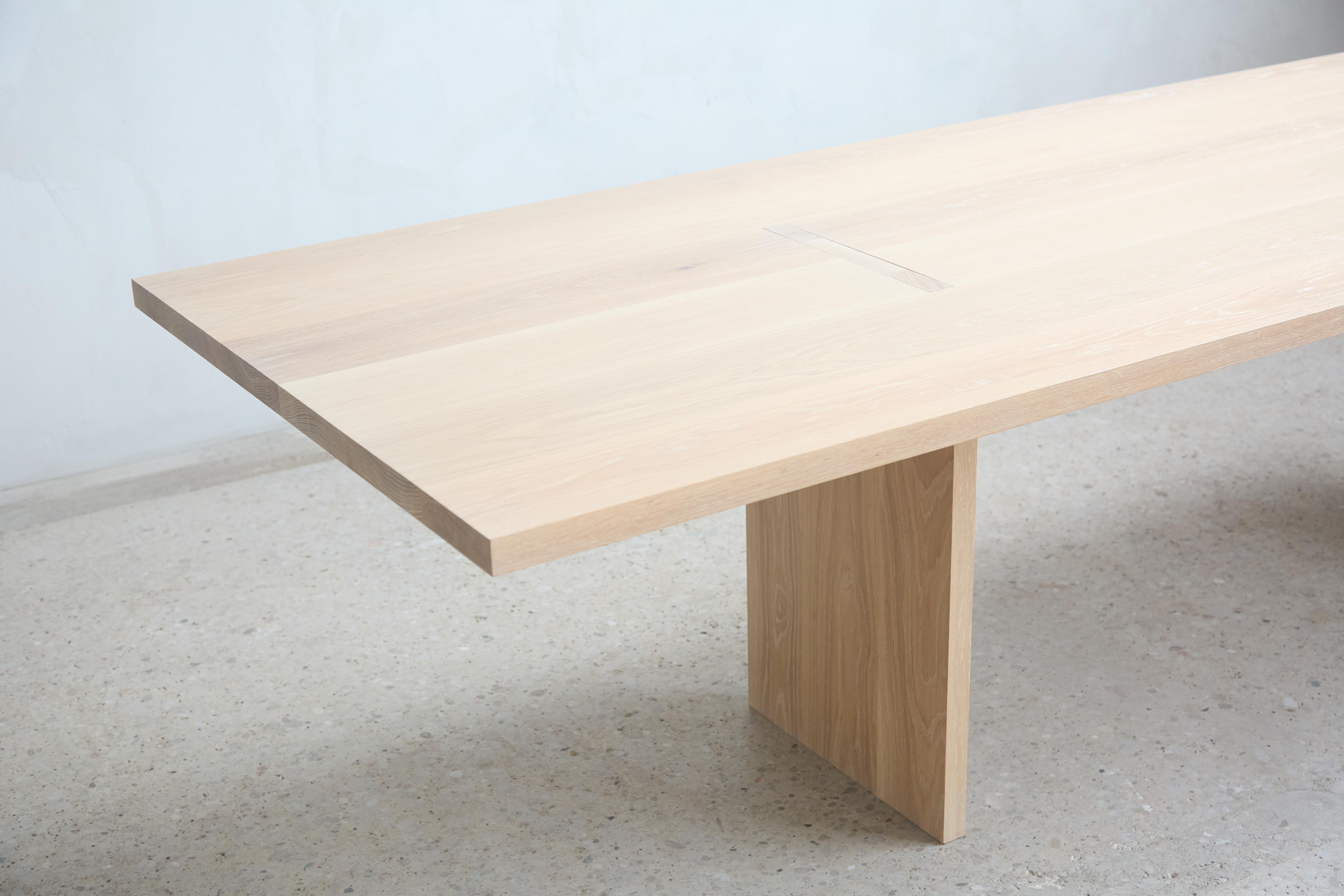 Bleached Handcrafted Solid White Oak Himes Dining Table 96