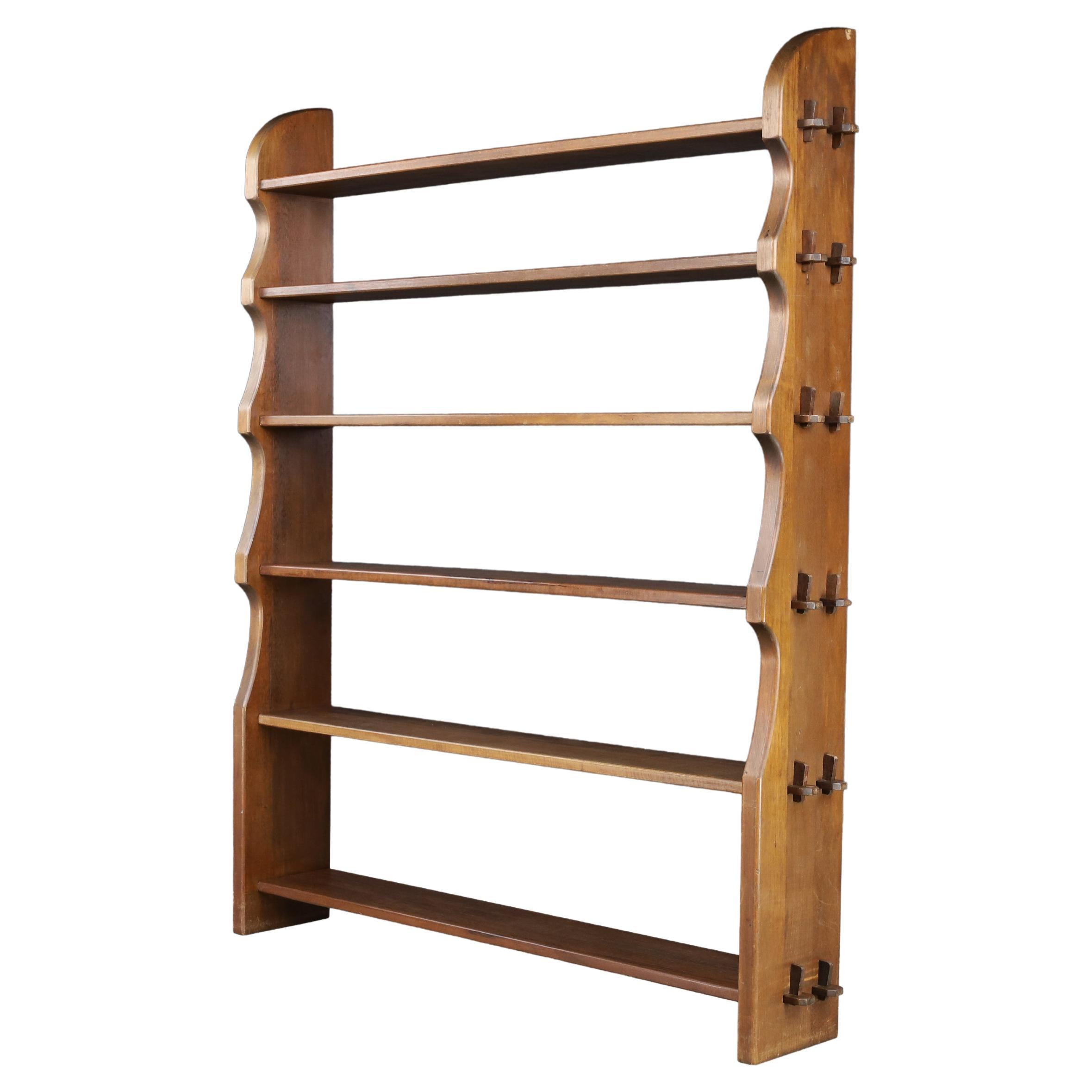Handcrafted Solid Wood Alpine Bookcase with Wedge Joinery, 1950s