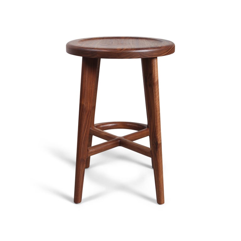 Handcrafted Solid Wood Bar or Counter Stool, Walnut Oak Ash For Sale at ...