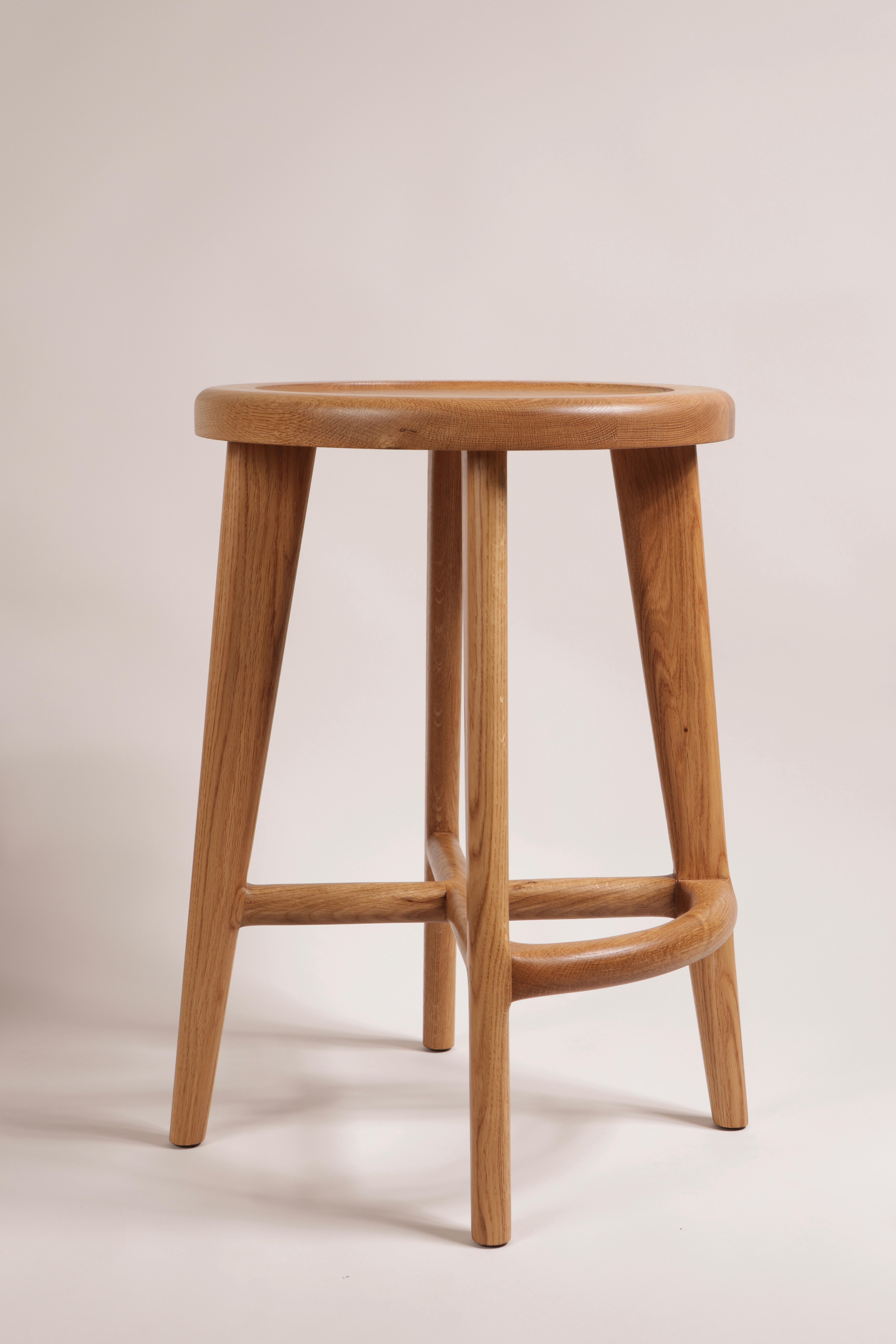 Handcrafted Solid Wood Bar or Counter Stool, White Oak In New Condition For Sale In Calgary, CA