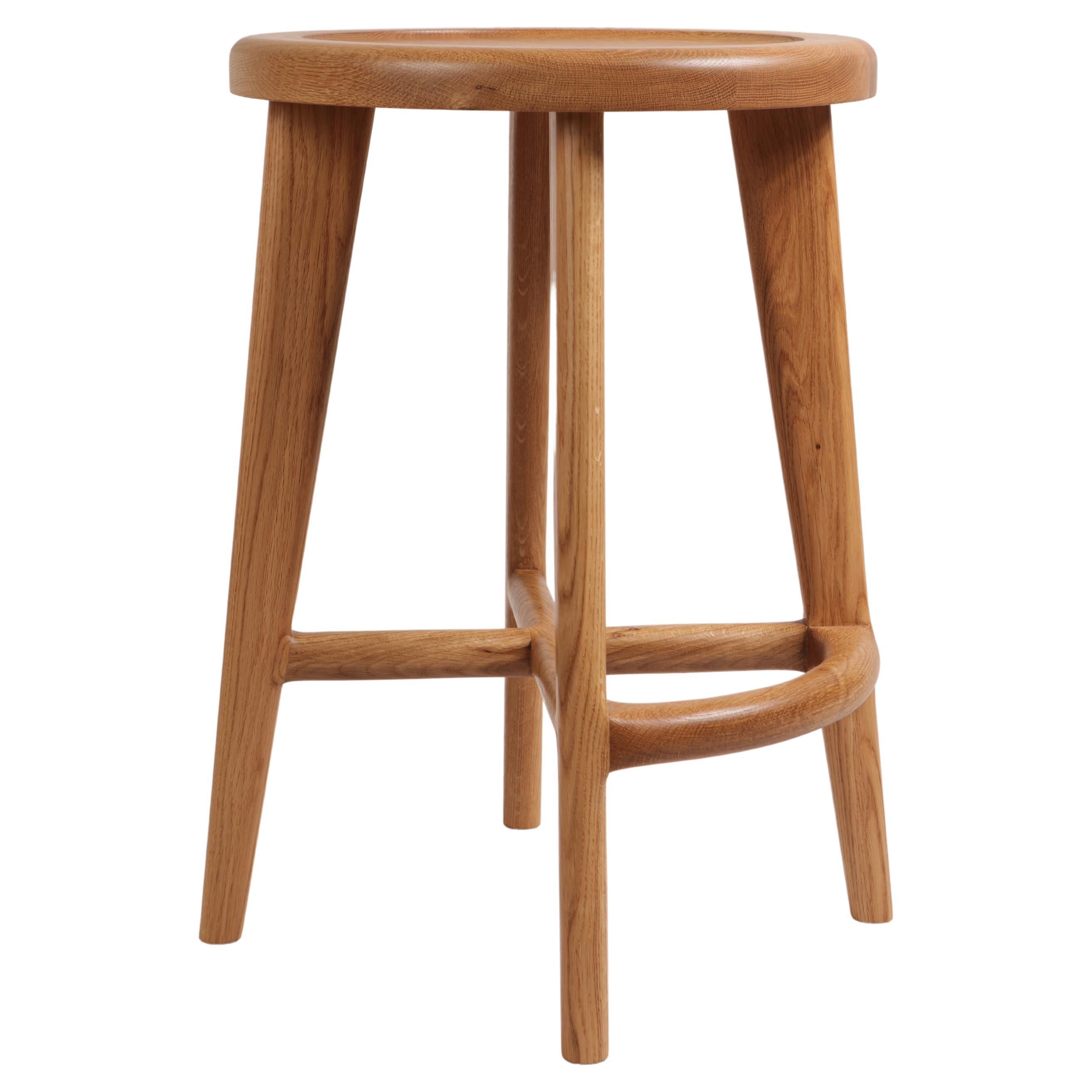 Handcrafted Solid Wood Bar or Counter Stool, White Oak