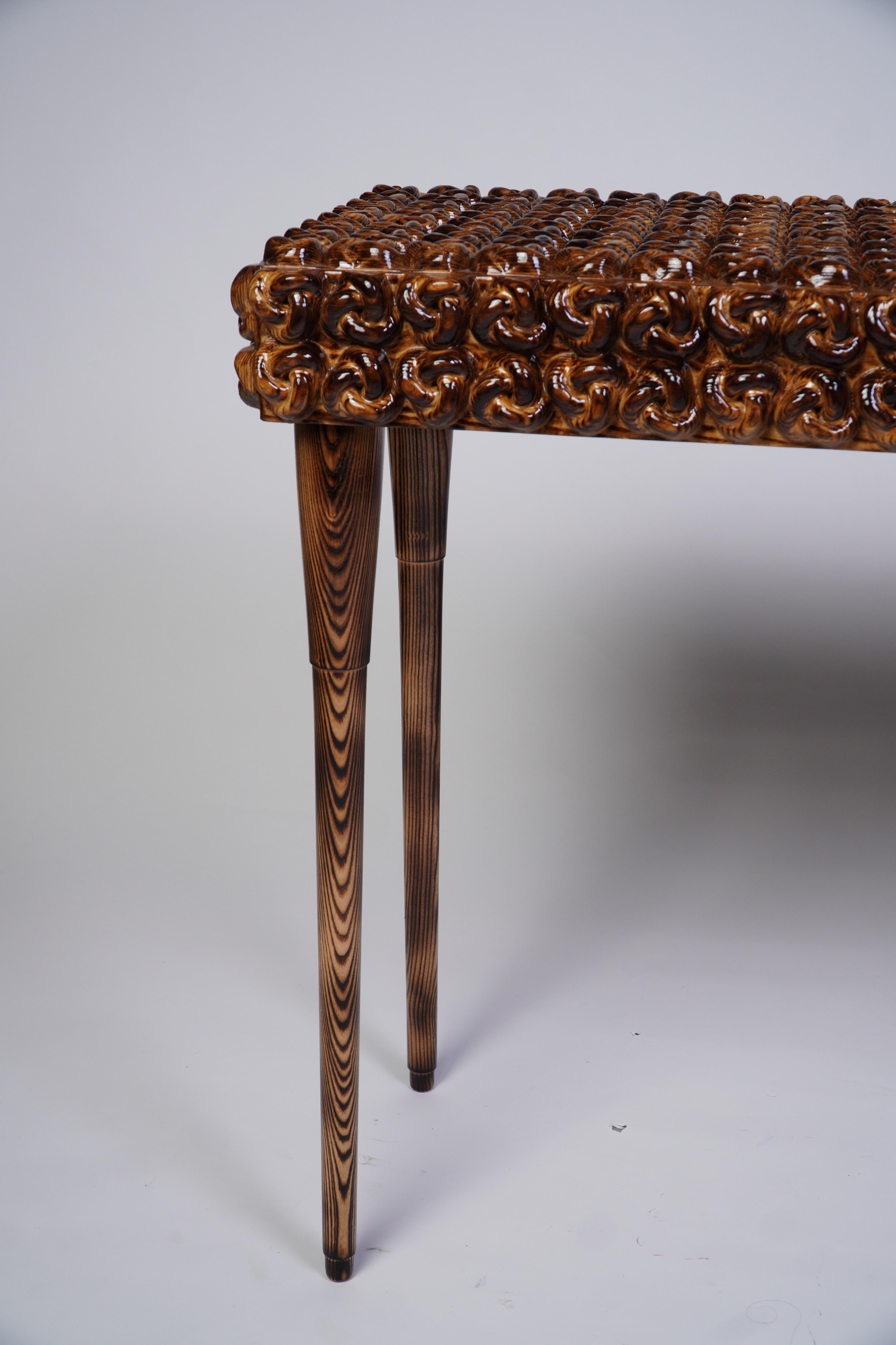 Handcrafted Solid Wood Console Table w/ Sculptural Knot - Modern Entryway Accent For Sale 5