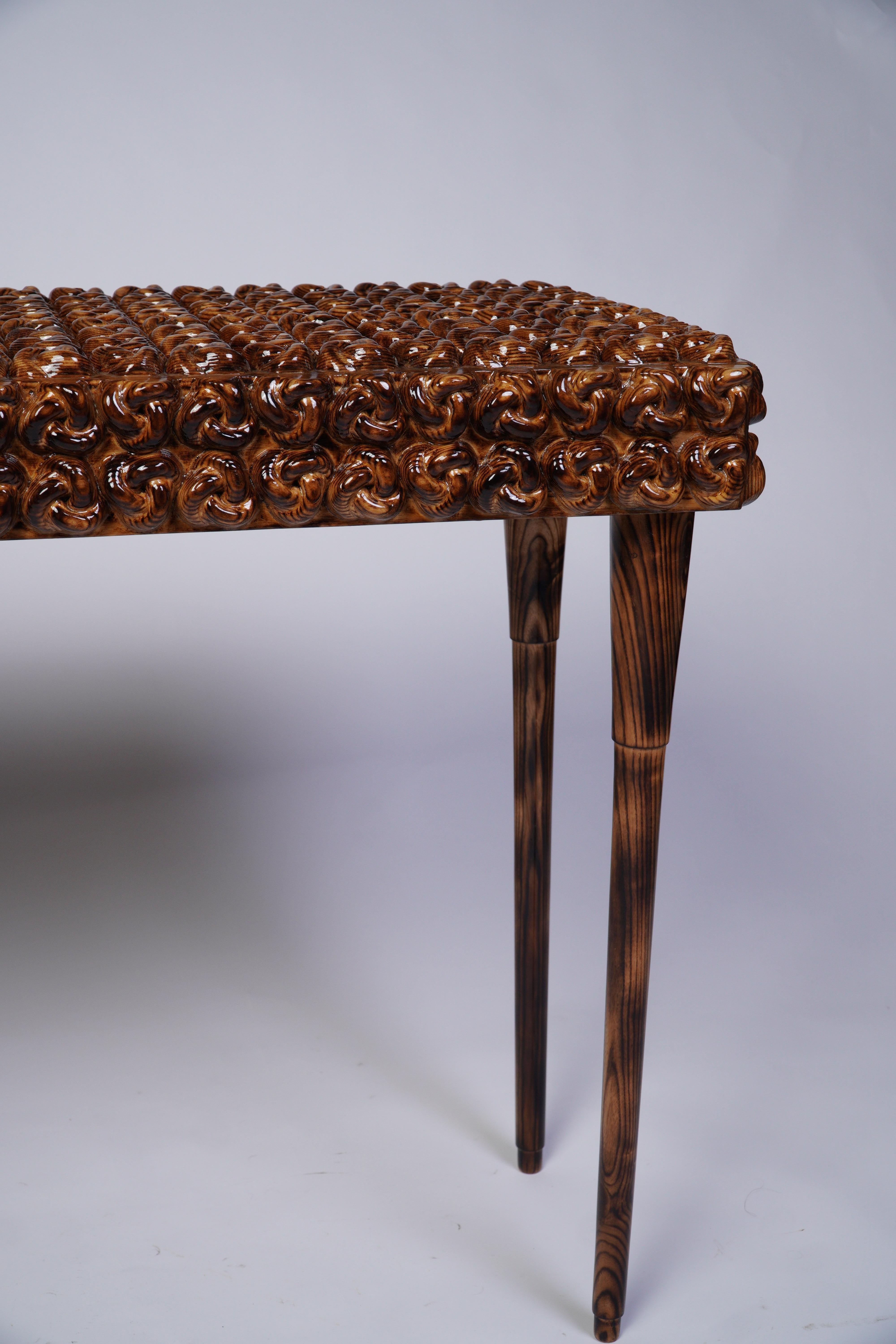 Handcrafted Solid Wood Console Table w/ Sculptural Knot - Modern Entryway Accent For Sale 10