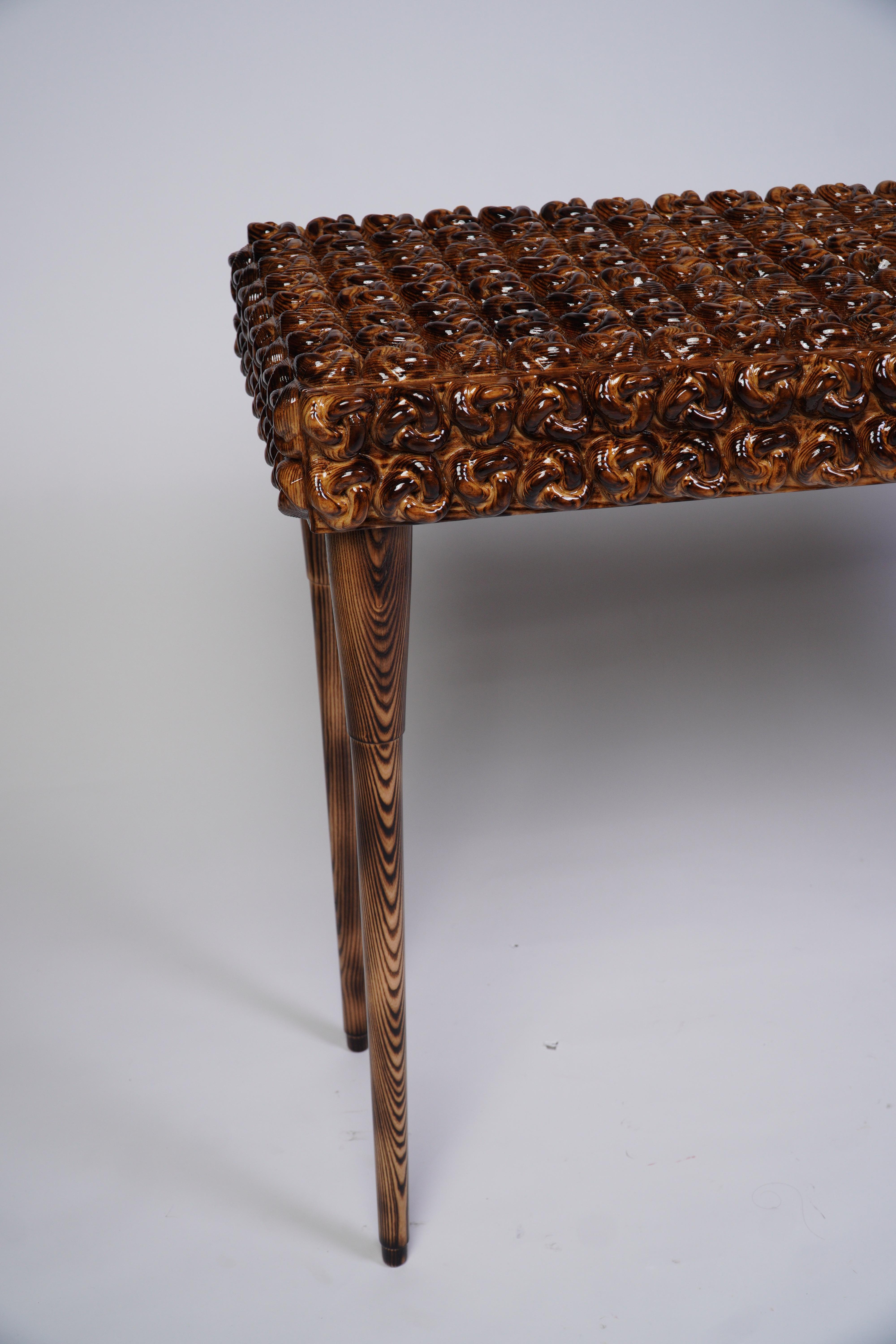 Handcrafted Solid Wood Console Table w/ Sculptural Knot - Modern Entryway Accent For Sale 11