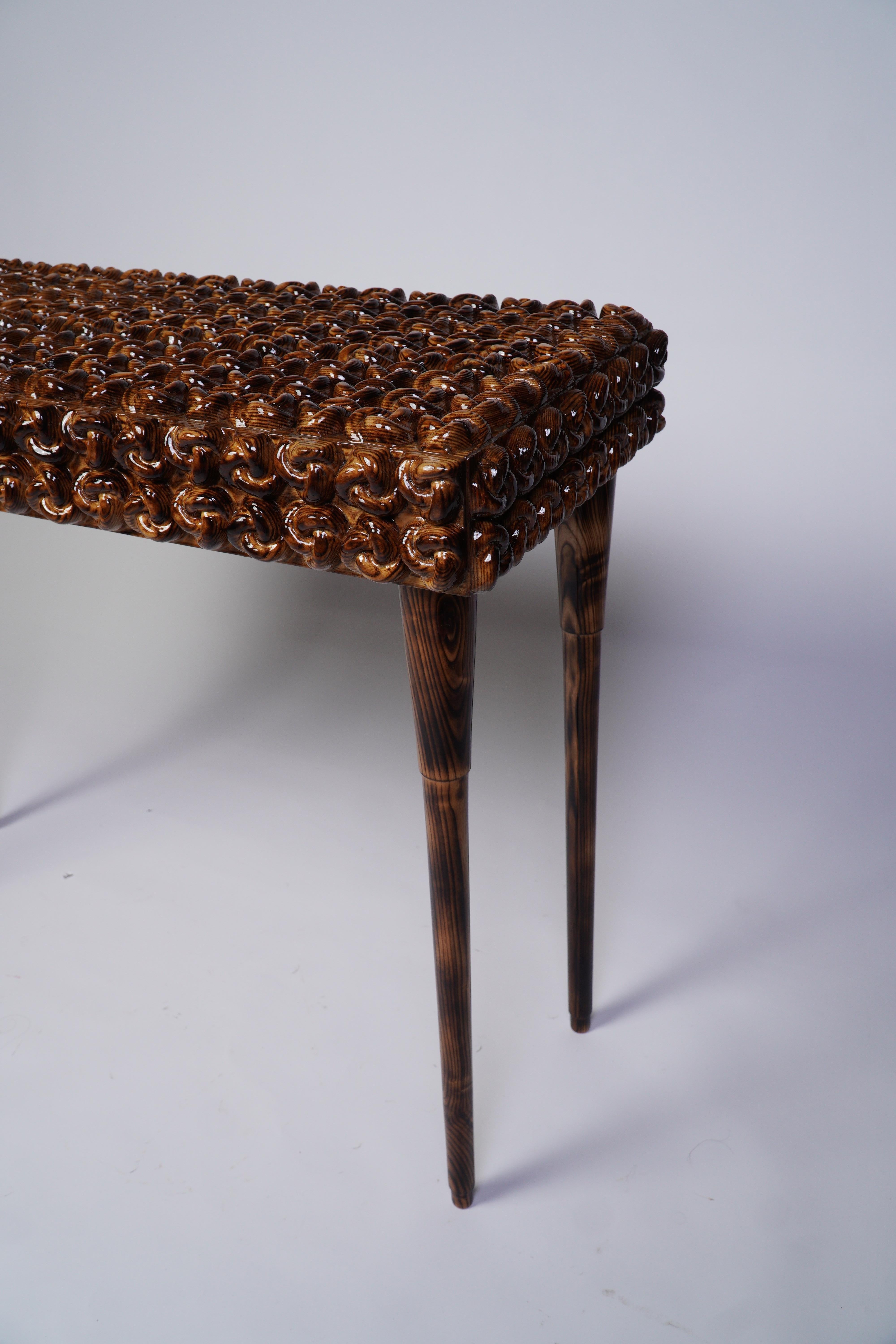Handcrafted Solid Wood Console Table w/ Sculptural Knot - Modern Entryway Accent For Sale 13