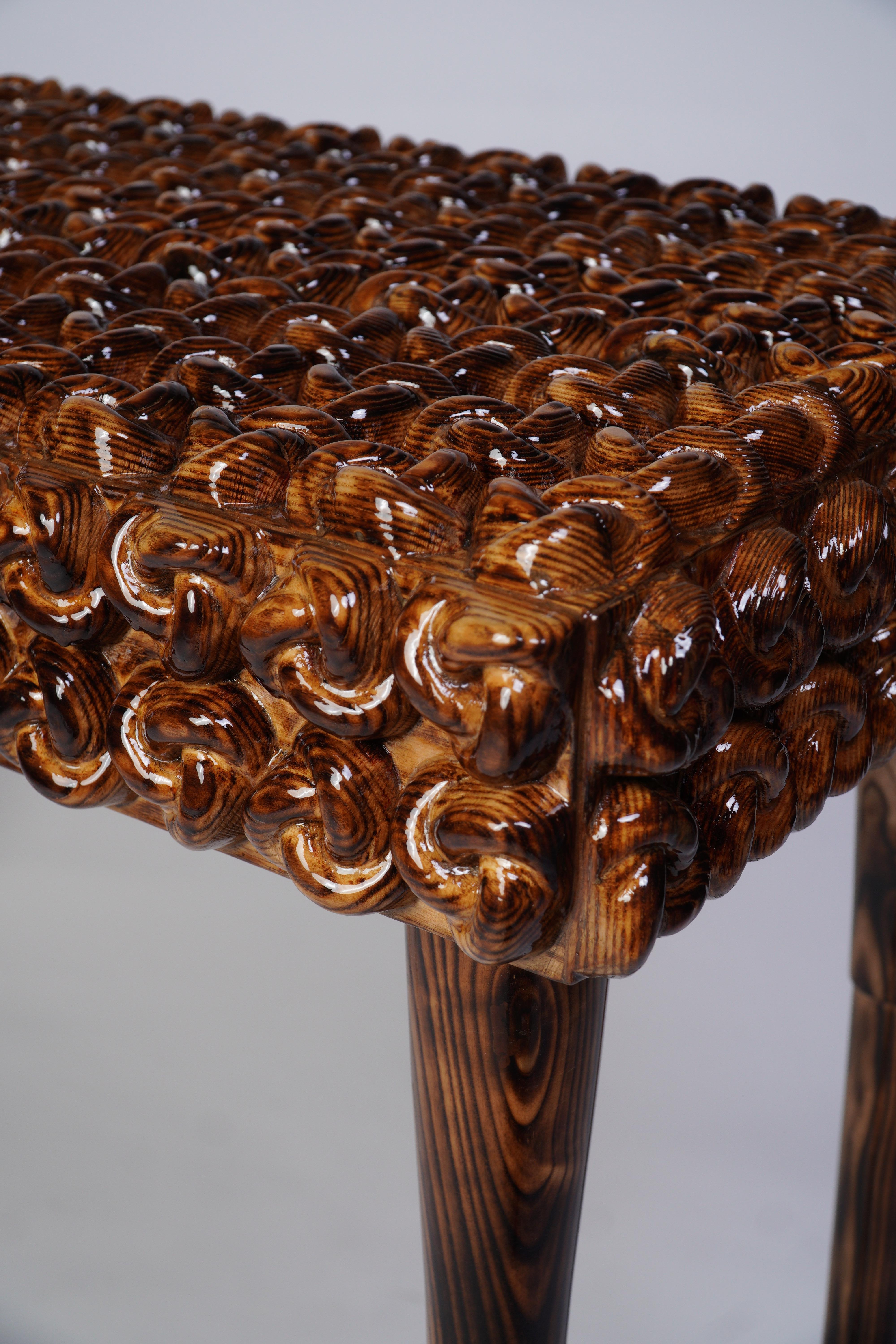Handcrafted Solid Wood Console Table w/ Sculptural Knot - Modern Entryway Accent For Sale 8