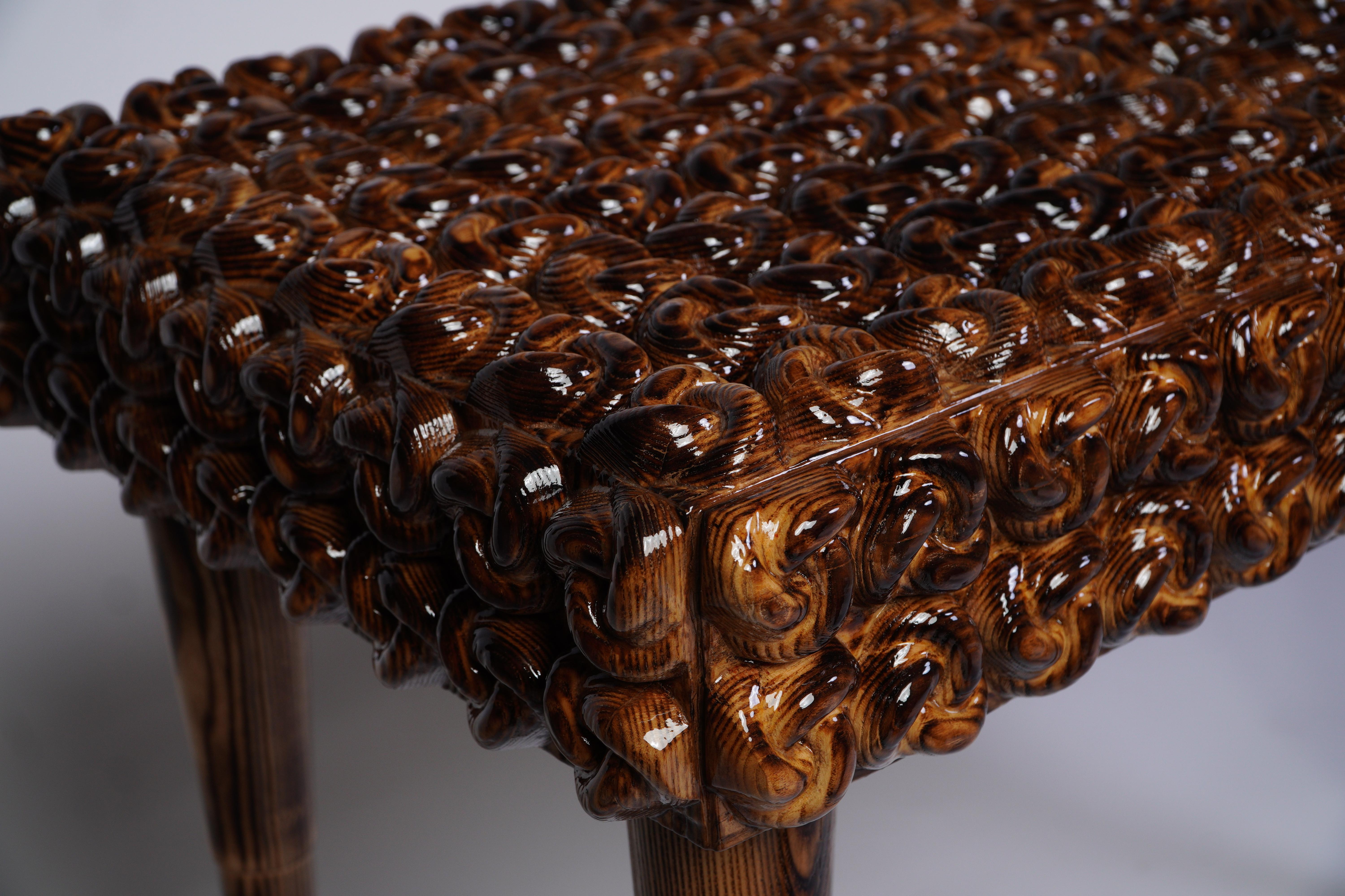 Contemporary Handcrafted Solid Wood Console Table w/ Sculptural Knot - Modern Entryway Accent For Sale