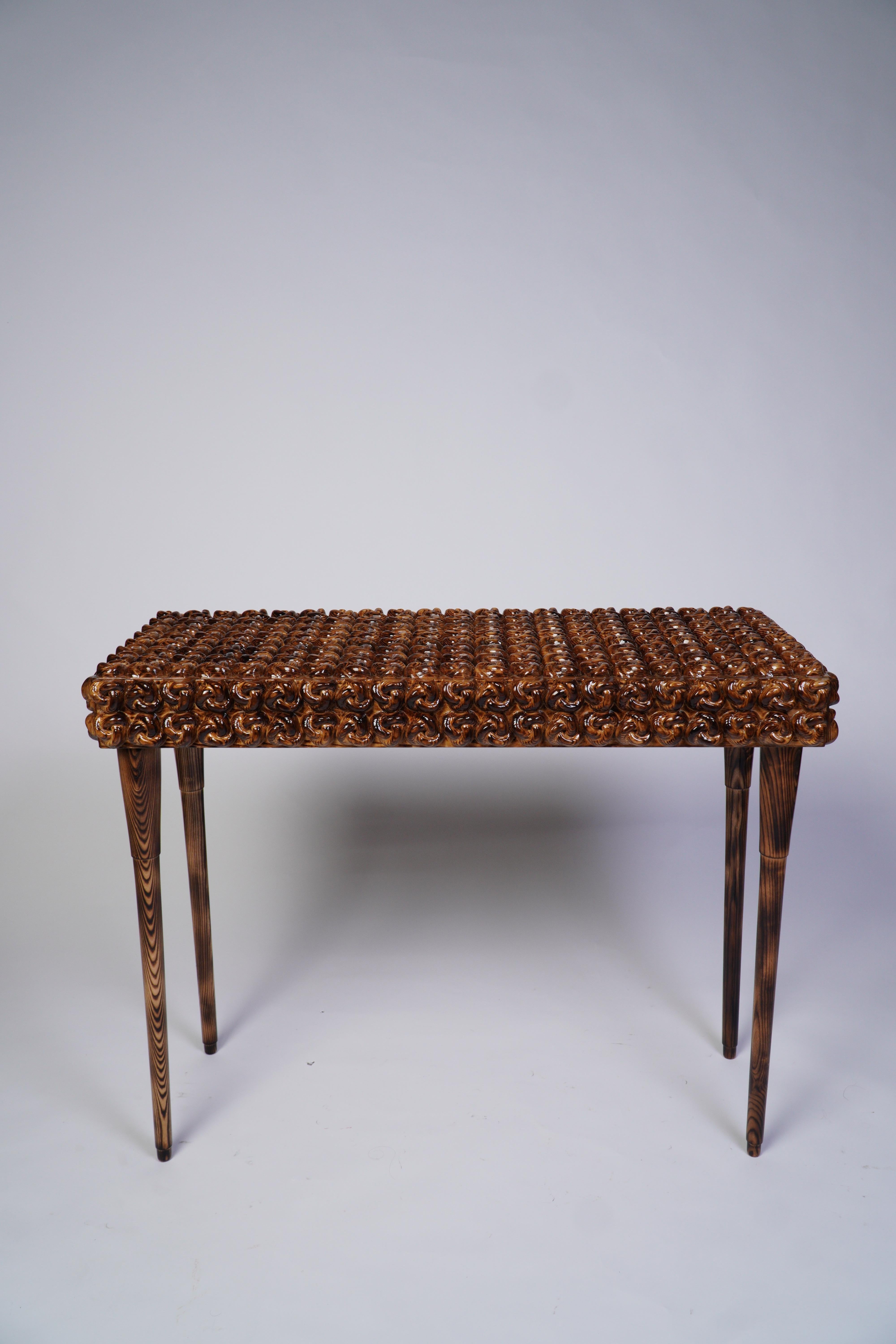 Organic Modern Handcrafted Solid Wood Console Table w/ Sculptural Knot - Modern Entryway Accent For Sale