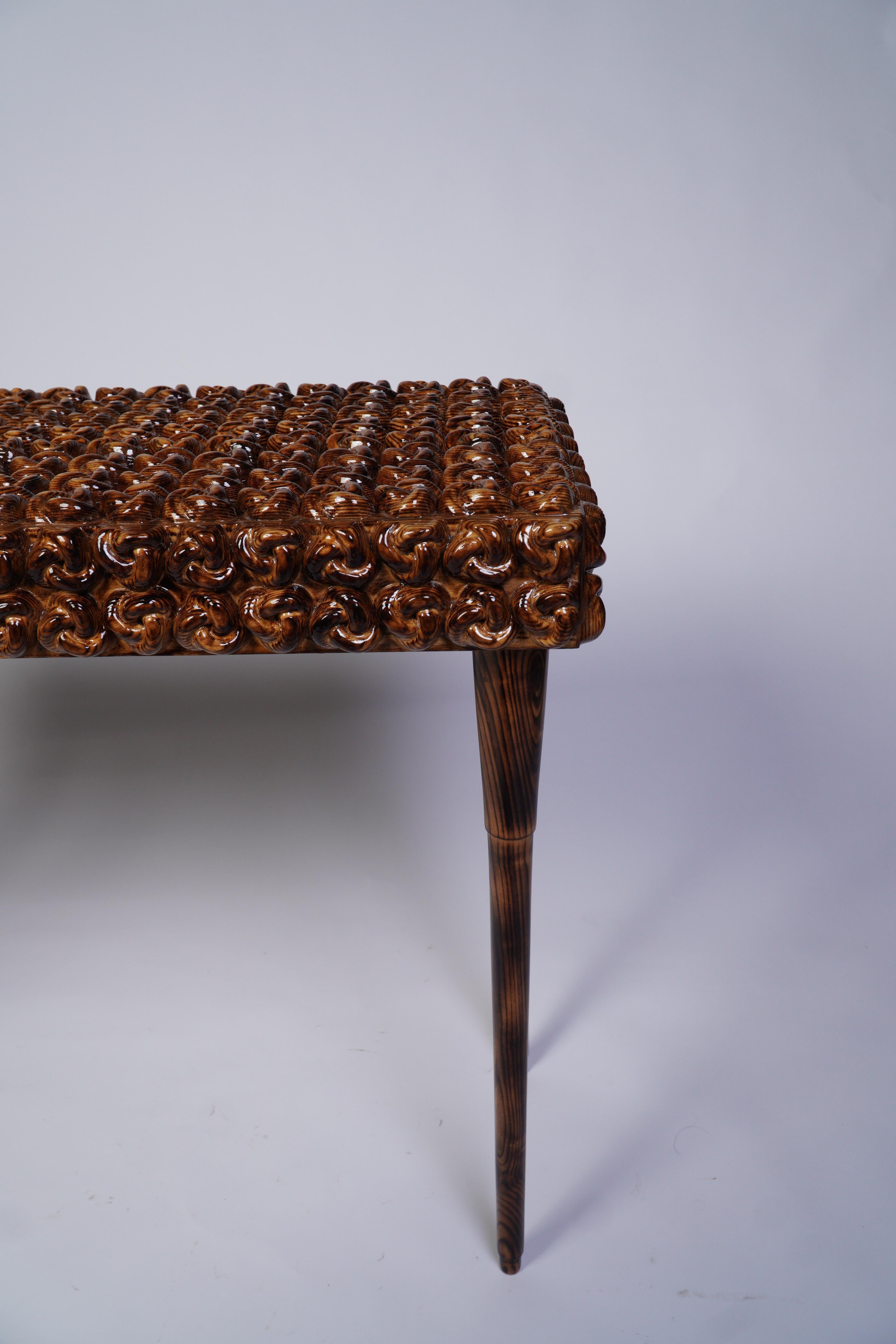 Handcrafted Solid Wood Console Table w/ Sculptural Knot - Modern Entryway Accent In New Condition For Sale In Mississauga, Ontario