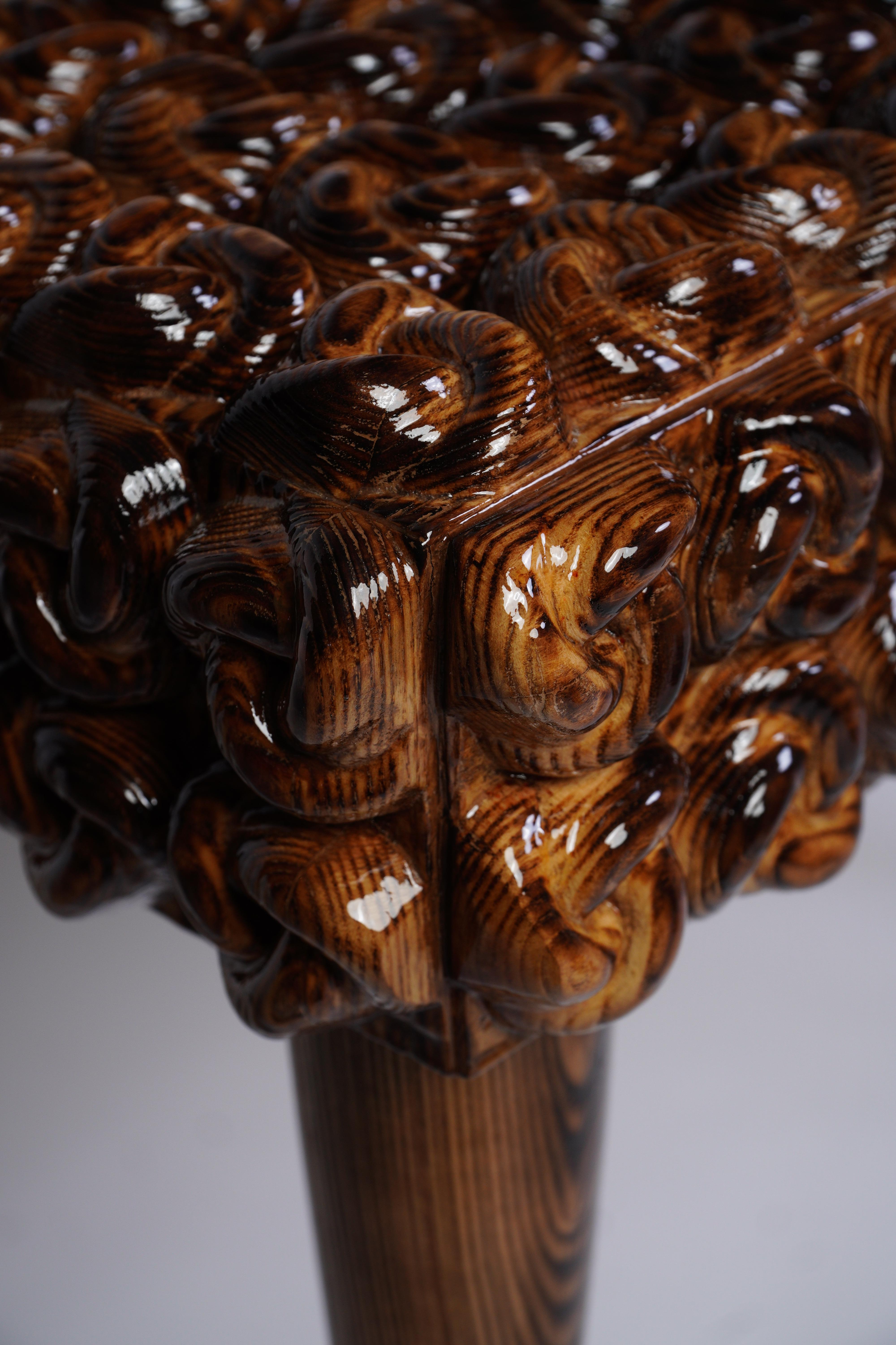Handcrafted Solid Wood Console Table w/ Sculptural Knot - Modern Entryway Accent For Sale 1