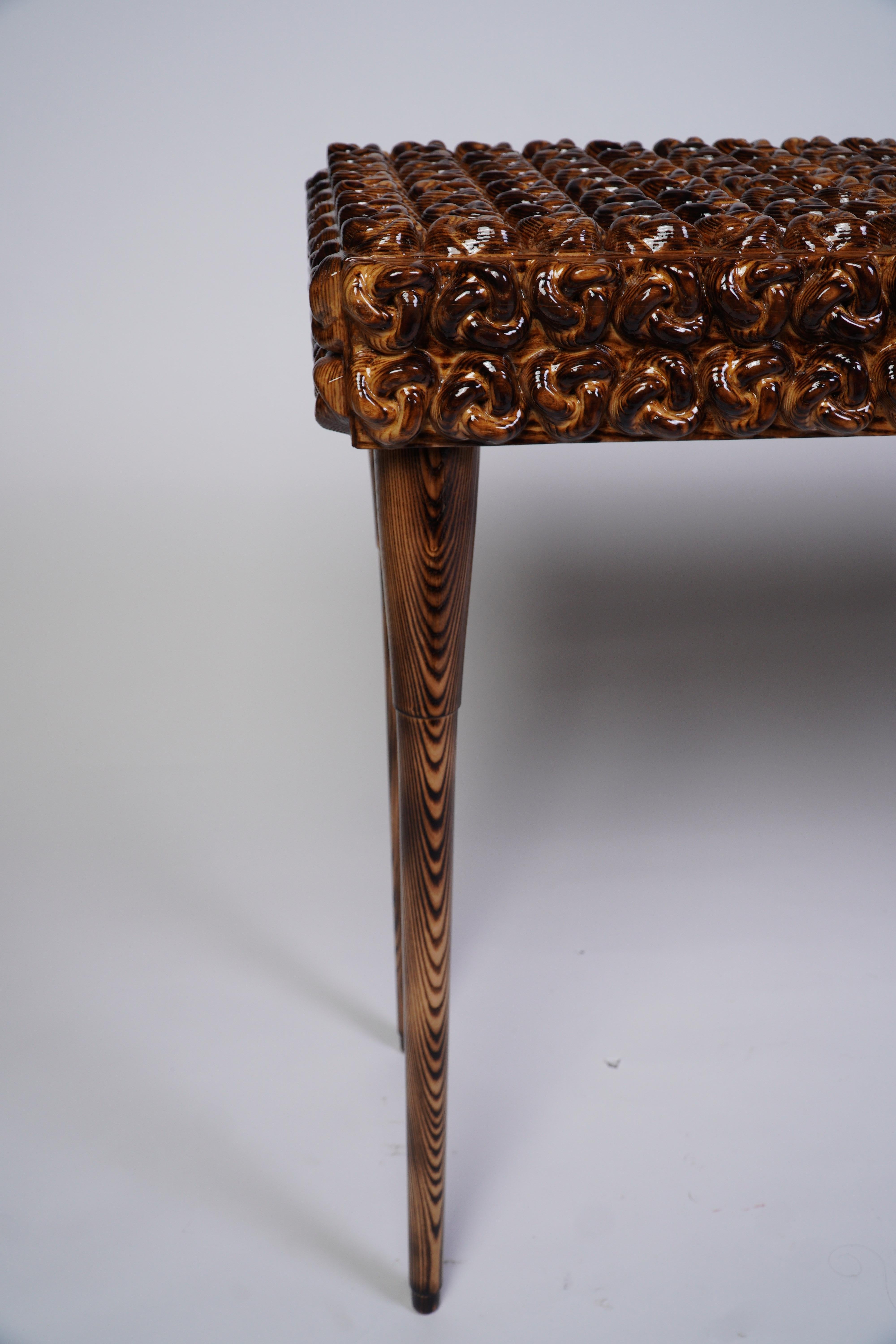 Handcrafted Solid Wood Console Table w/ Sculptural Knot - Modern Entryway Accent For Sale 2