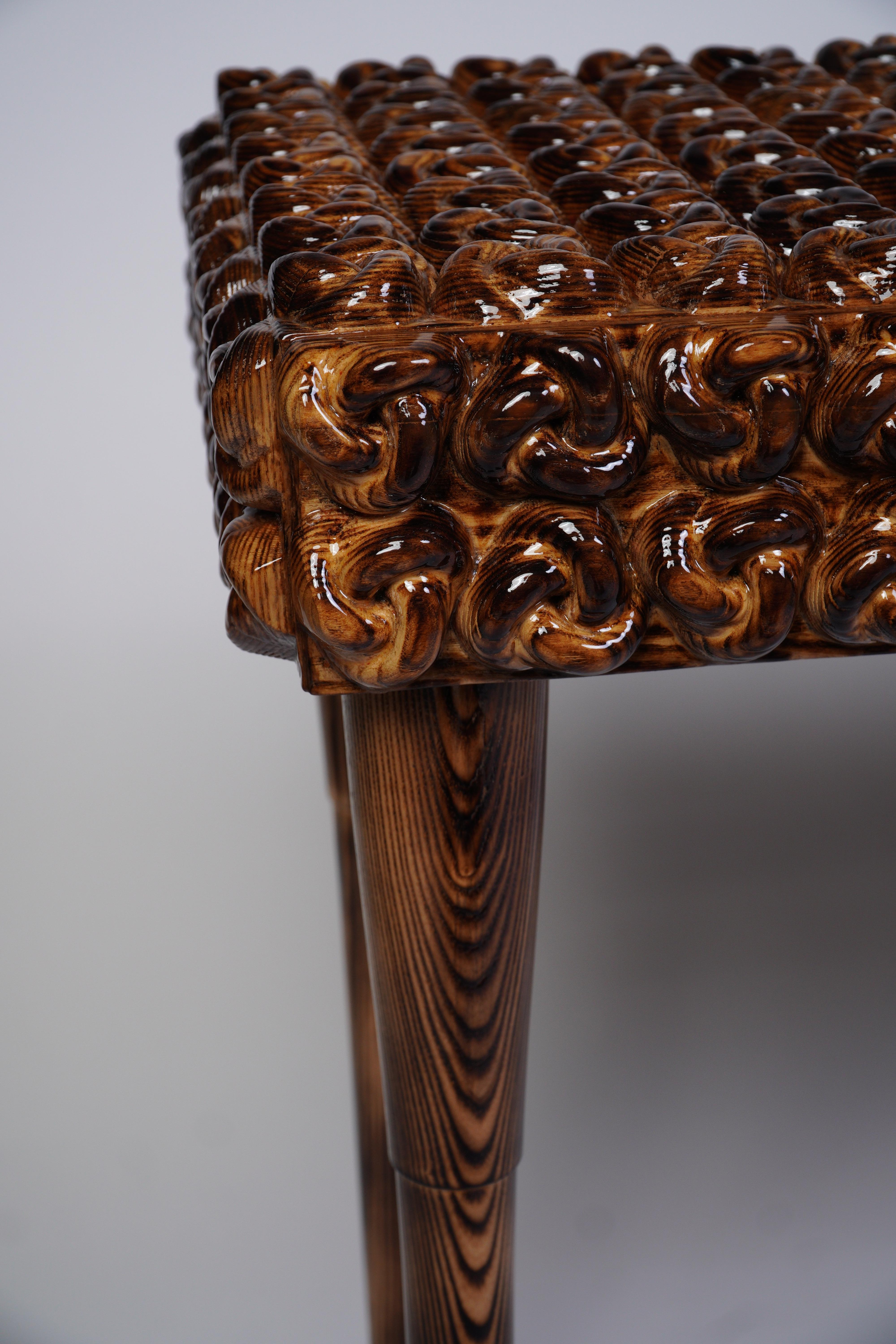 Handcrafted Solid Wood Console Table w/ Sculptural Knot - Modern Entryway Accent For Sale 3