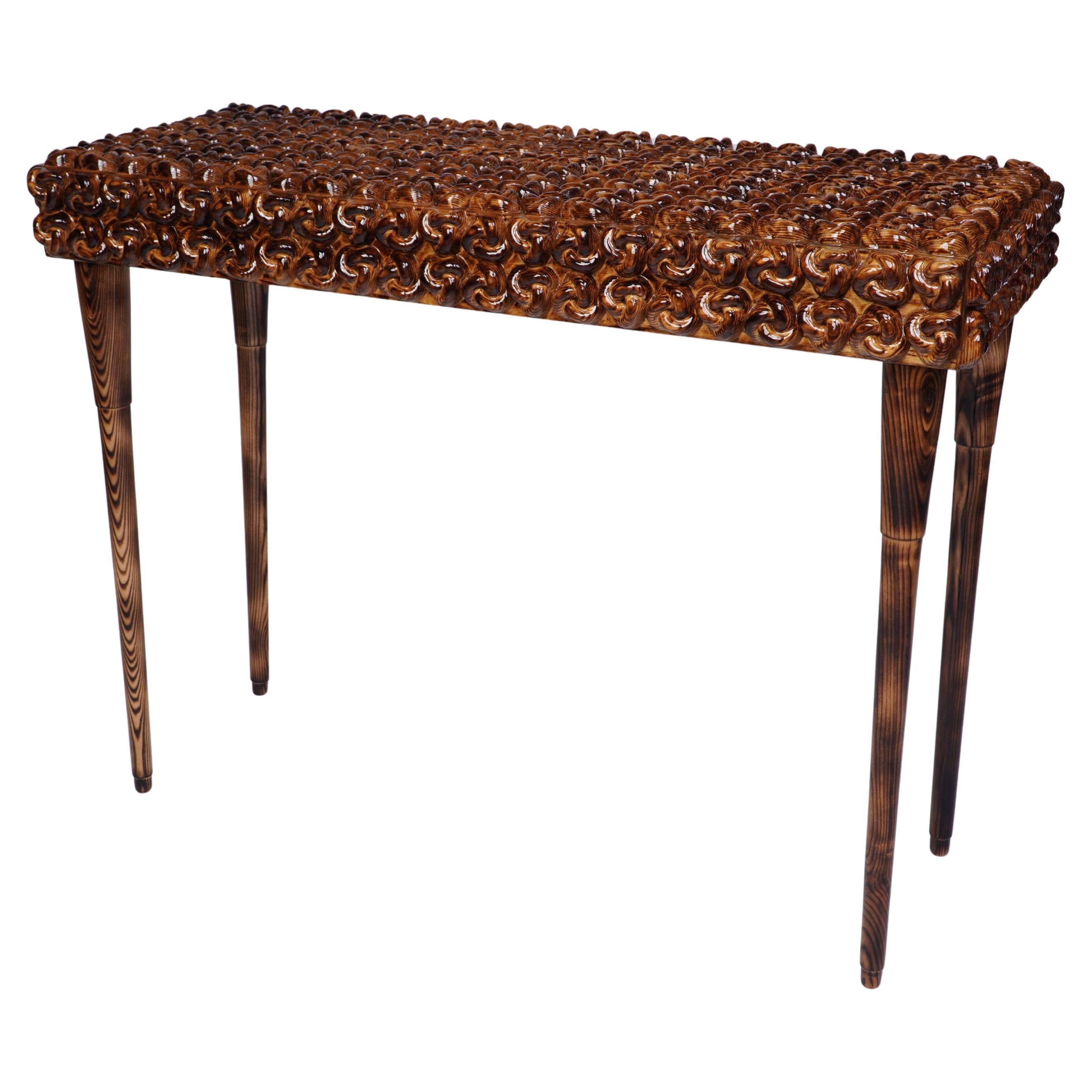 Handcrafted Massivholz Konsolentisch w / skulpturale Knoten - Modern Entryway Akzent