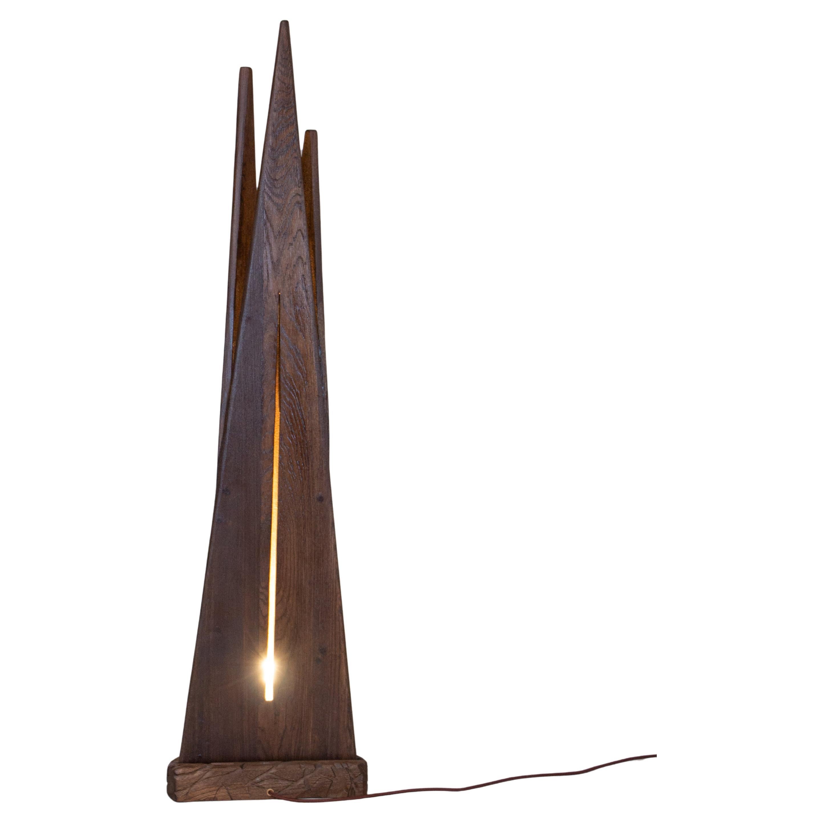 Handcrafted Sculptural Solid Wood Floor Lamp Post-Modern Light STRATA Flowlight