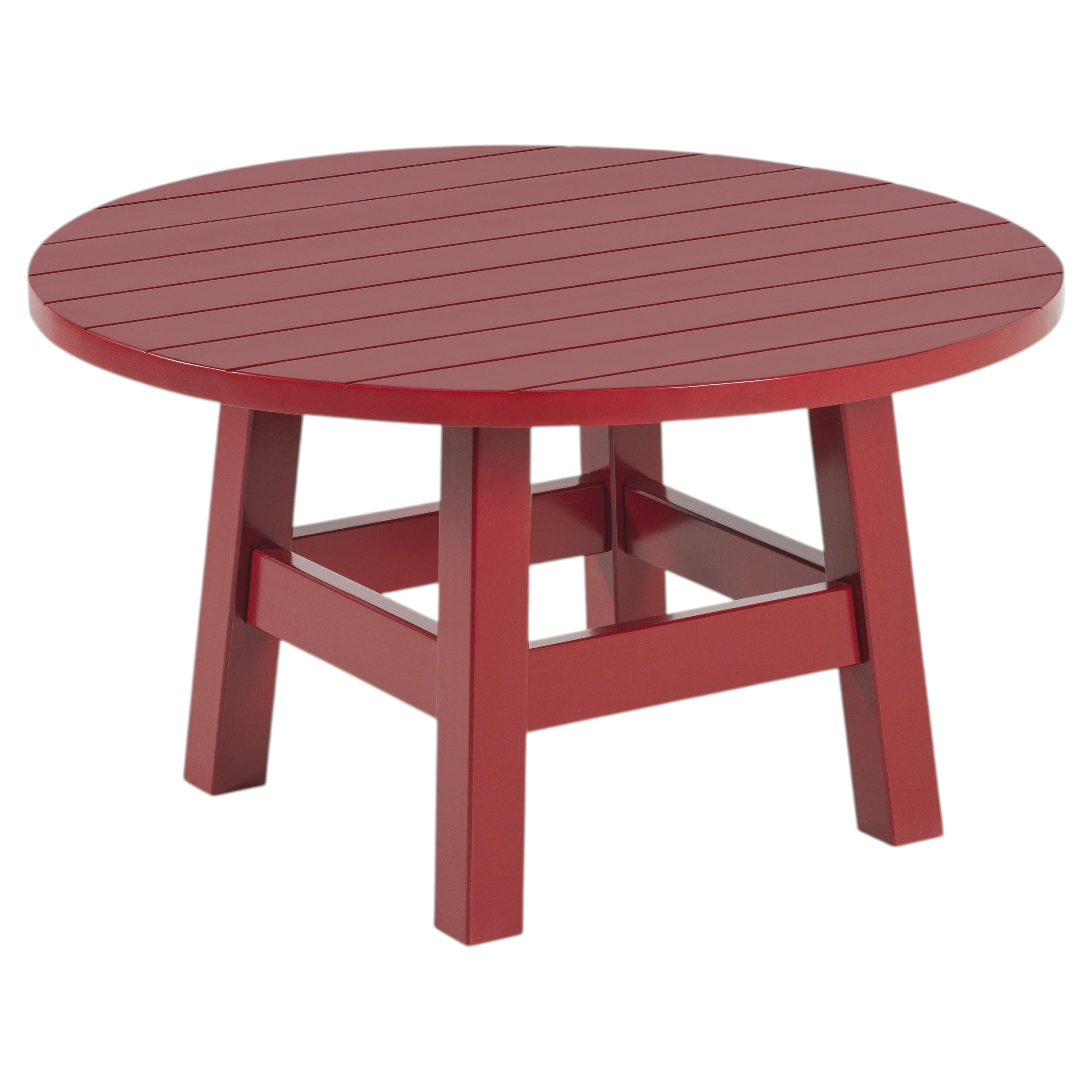 Handcrafted Solid Wood Low Round Coffee Table, The Bacon Collection For Sale