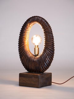 Handcrafted Solid Wood Table Lamp Collectible Art Sculpture CONTINUUM Edition UK