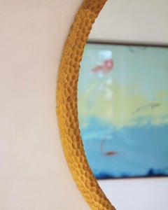 Handcrafted Solid Wood Wall Mirror with Organic Carved Design