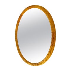 Handcrafted Solid Wood Wall Mirror with Organic Carved Design