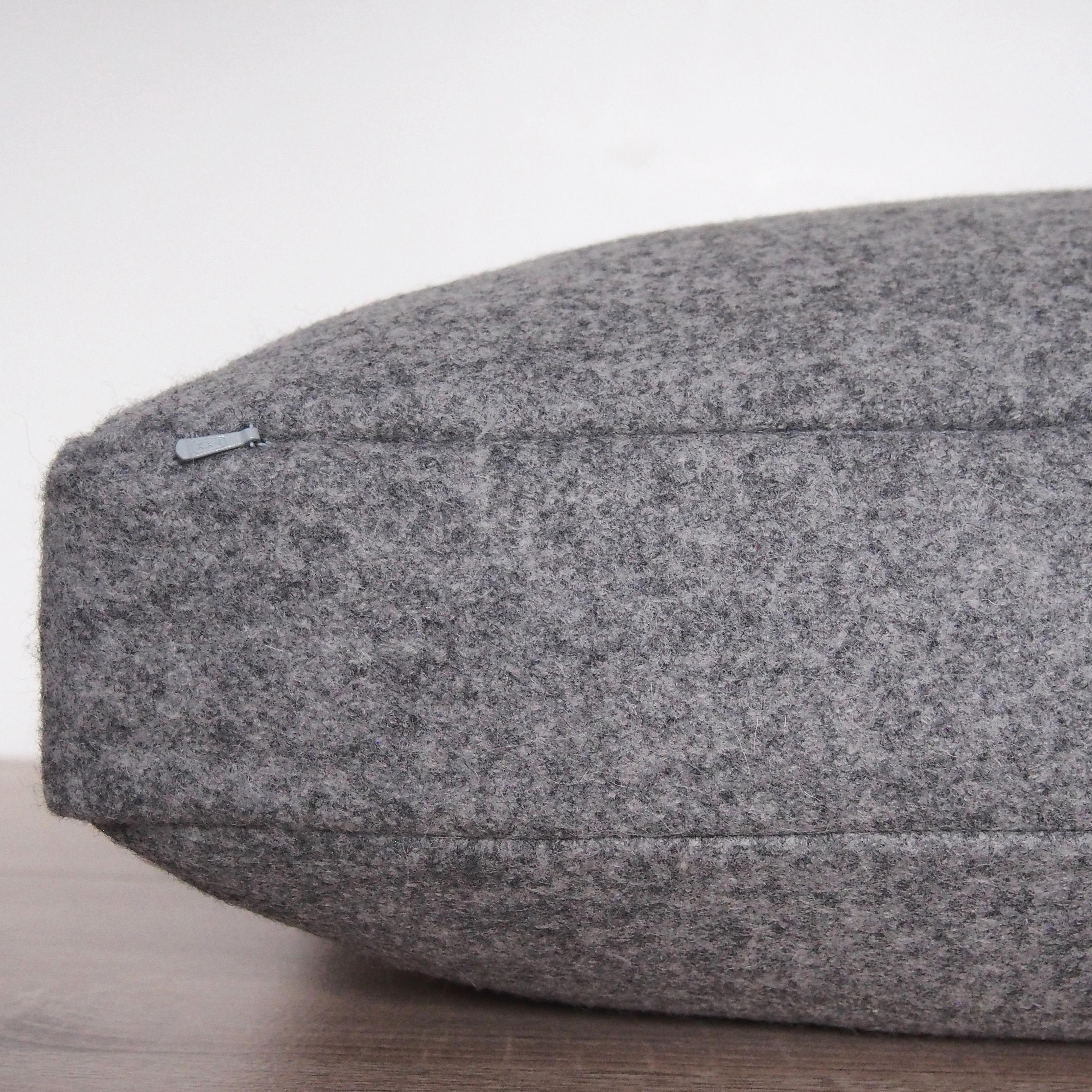 Wool Handcrafted Square Grey Pillow Cushion For Sale