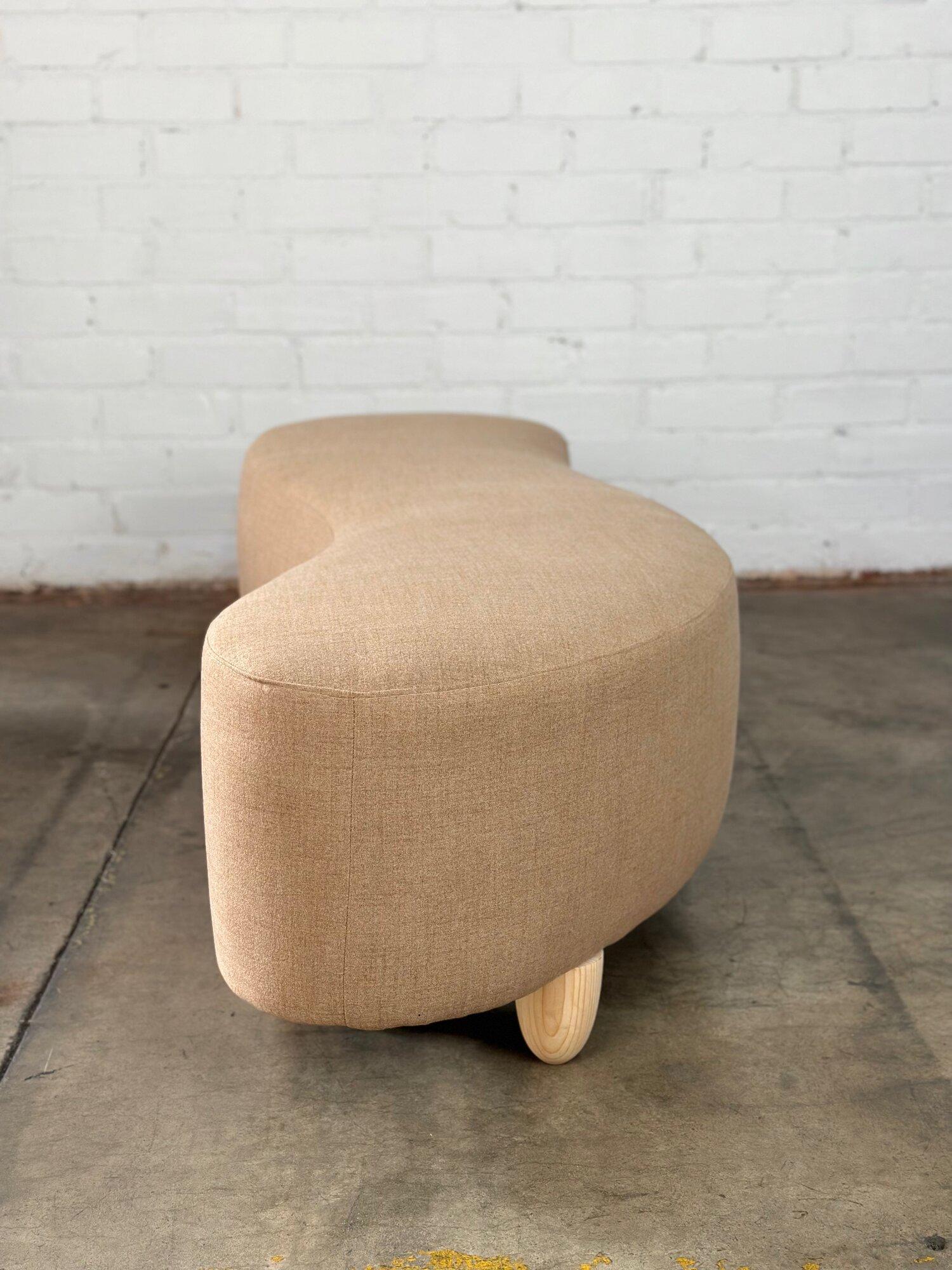 Fabric Handcrafted Squiggle Ottoman For Sale