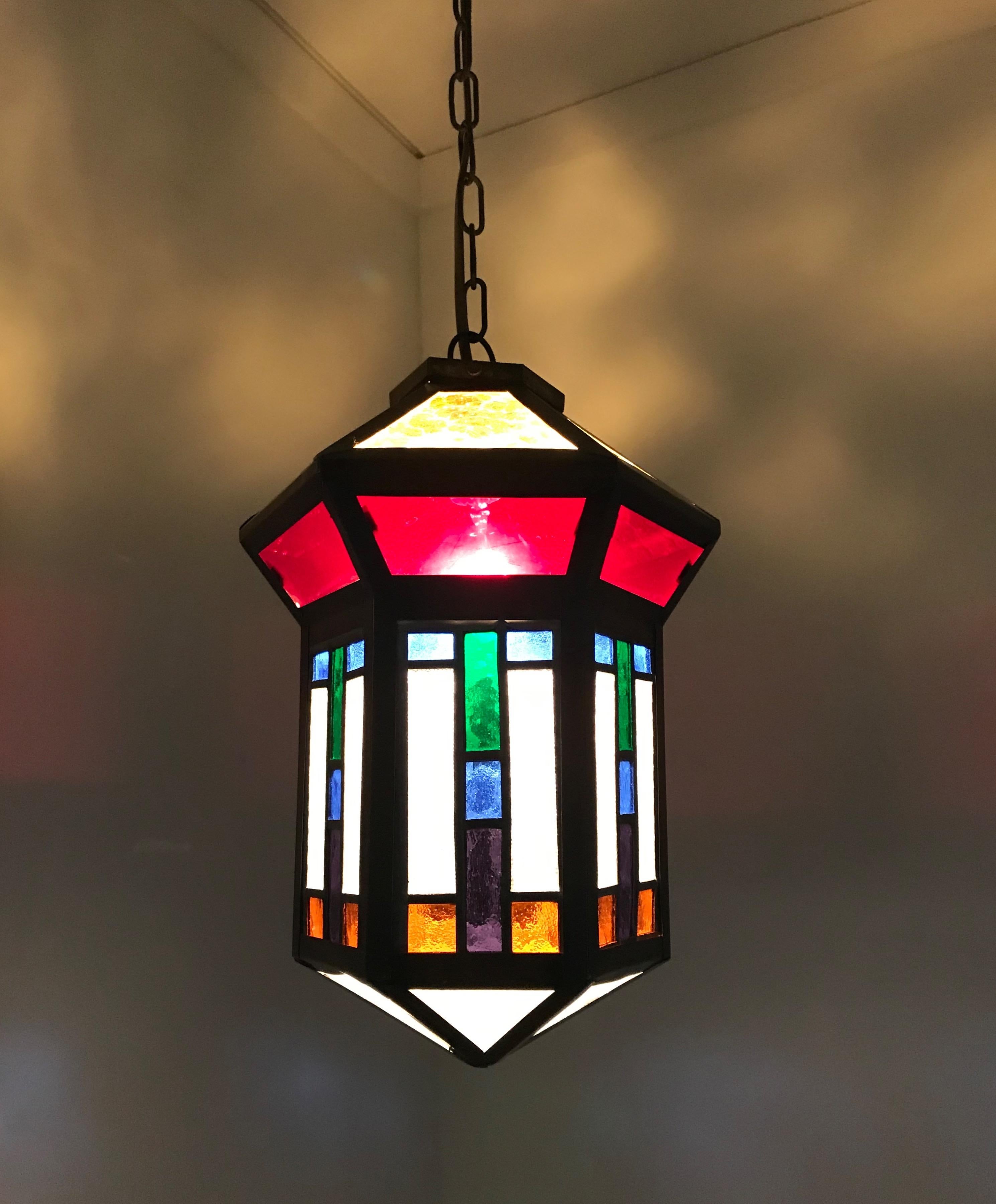 leaded glass light fixture