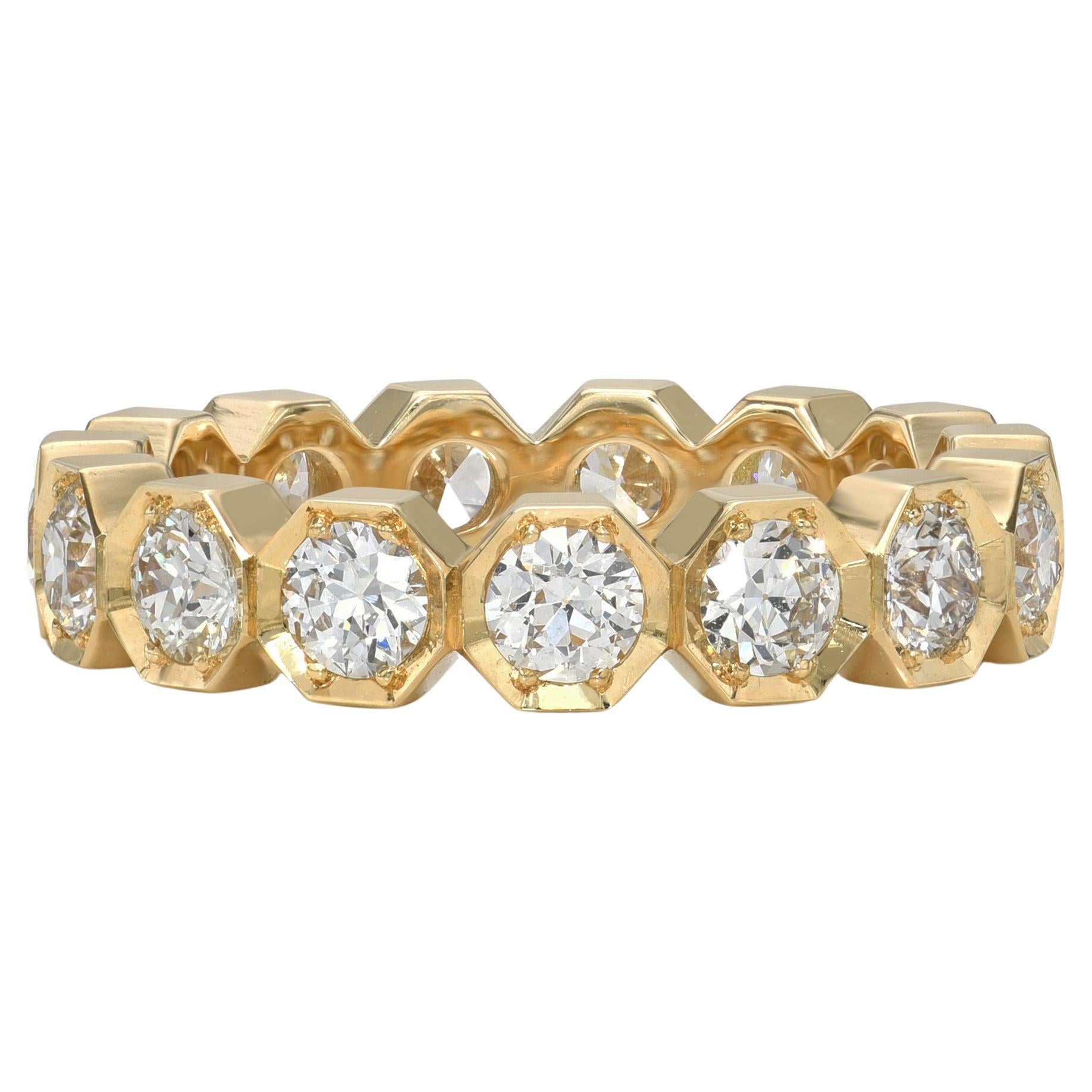 For Sale:  Handcrafted Gemma Old European Cut Diamond Eternity Band by Single Stone