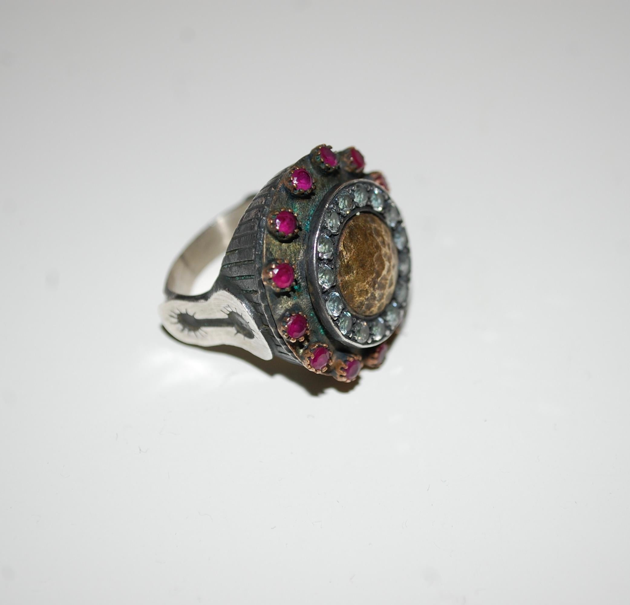 Handcrafted Sterling Ruby Dimond Statement Ring by BORA