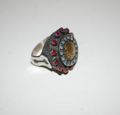 Used Handcrafted Sterling Ruby Dimond Statement Ring by BORA