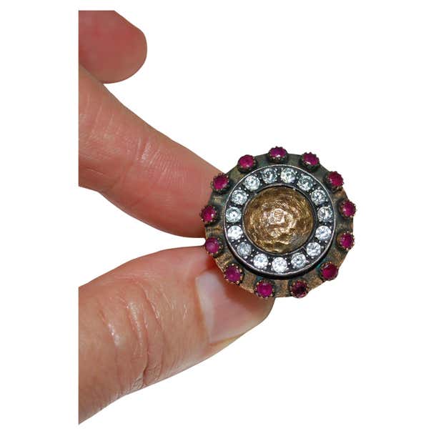 Handcrafted Sterling Ruby Dimond Statement Ring by BORA For Sale at 1stDibs