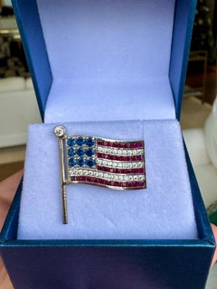Handcrafted Sterling Silver American Flag Brooch