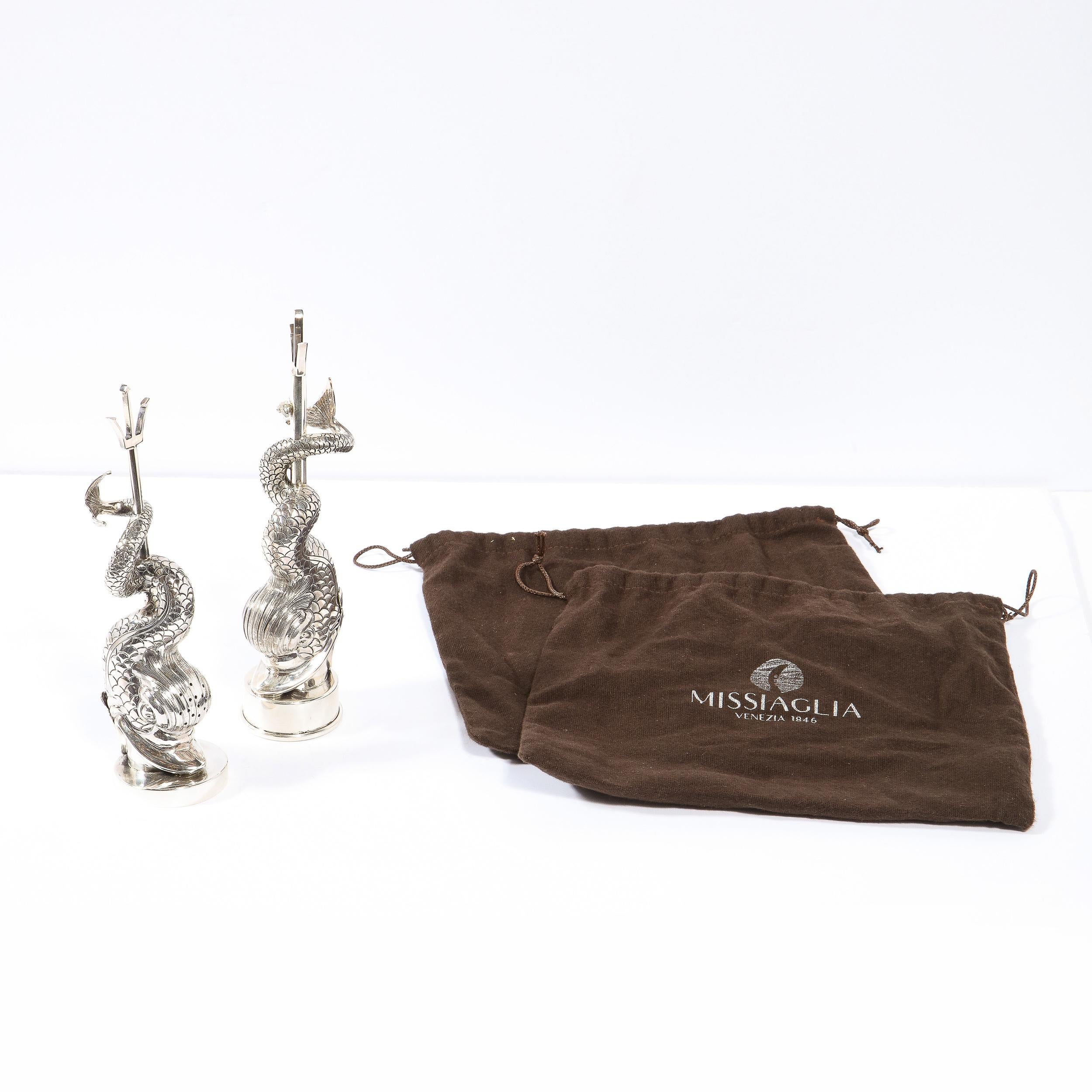 Established in Venice in 1846, Missiaglia is one of the world's premier makers of the finest jewelry objects, as well as a select number of bespoke sterling silver tabletop accessories. This handcrafted stylized sea dolphin shaker and pepper mill