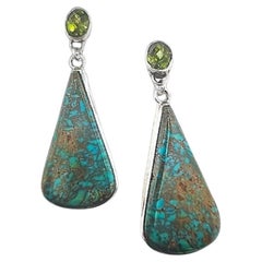 Handcrafted Sterling Silver Drop Earrings - Peridot Valley by Robert Drozd