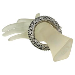 Bracelet rigide en argent sterling de style ethnique, fabriqué à la main, Asie du Sud, 103 g