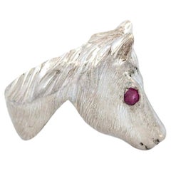 Handcrafted Sterling Silver Horsethief Pass Horse Ring by Robert Drozd