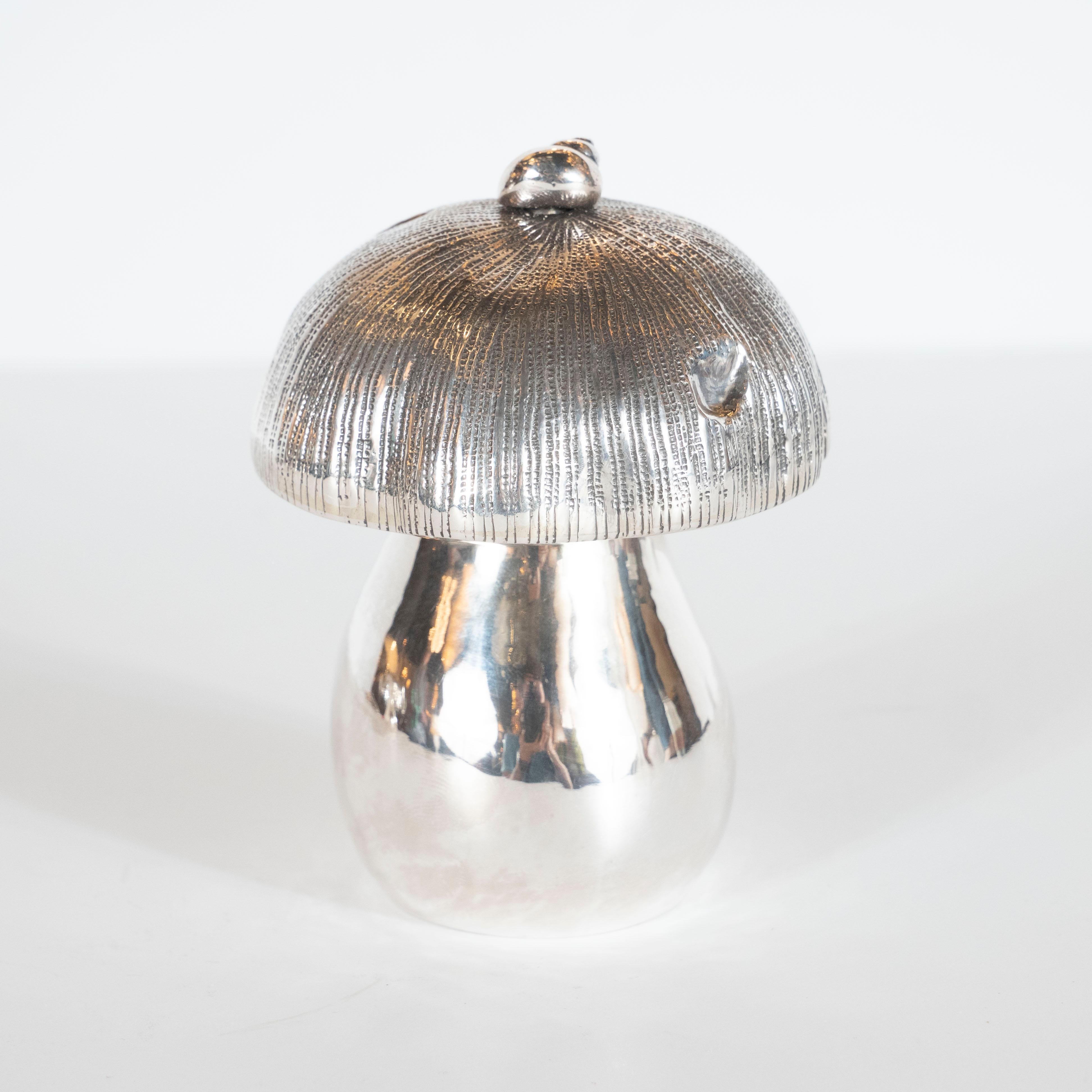 Handcrafted Sterling Silver Mushroom Salt Shaker and Pepper Mill by Missiaglia 1