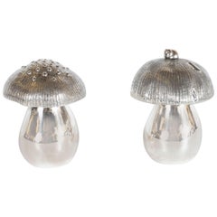 Handcrafted Sterling Silver Mushroom Salt Shaker and Pepper Mill by Missiaglia