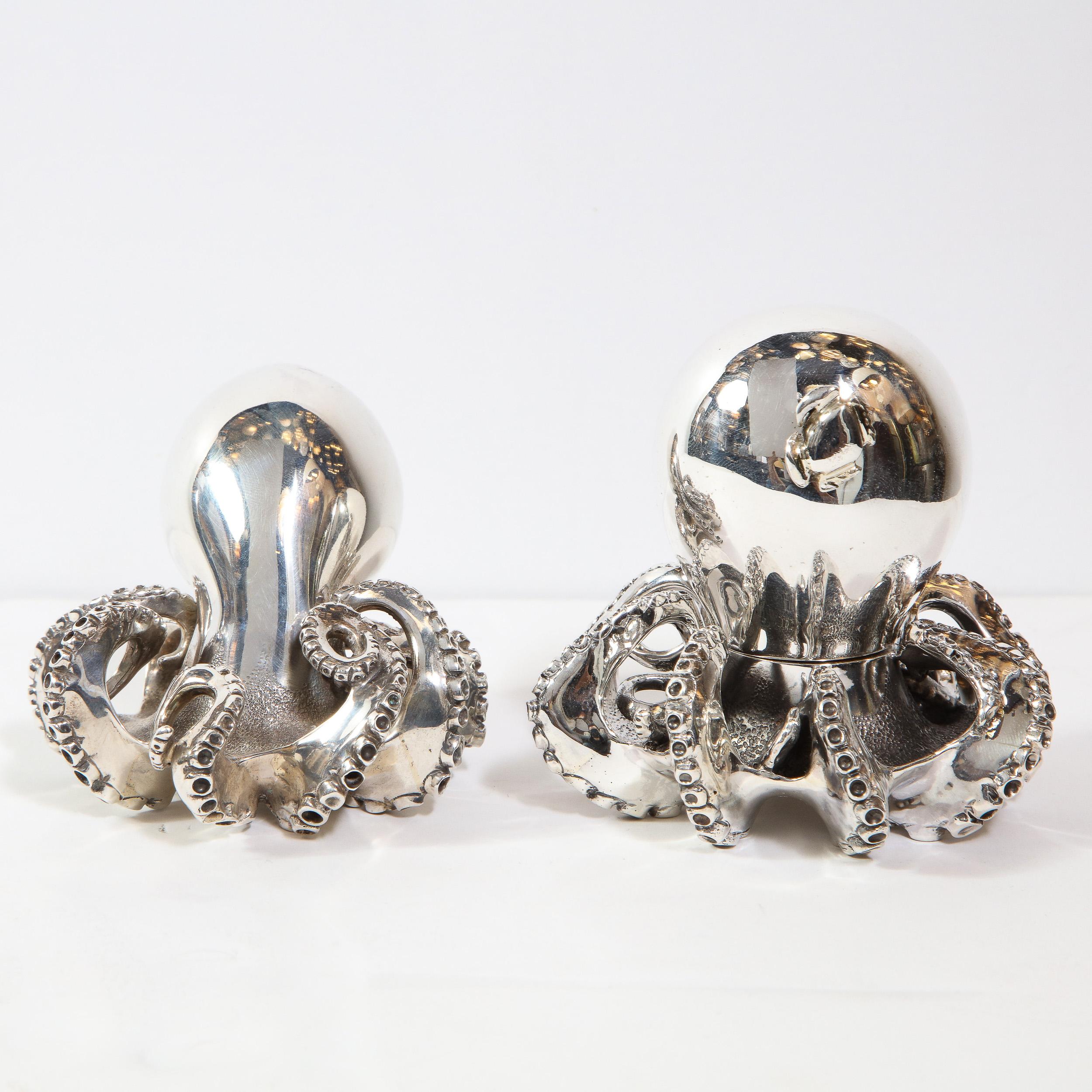 Handcrafted Sterling Silver Octopus Salt Shaker and Pepper Mill by Missiaglia 5