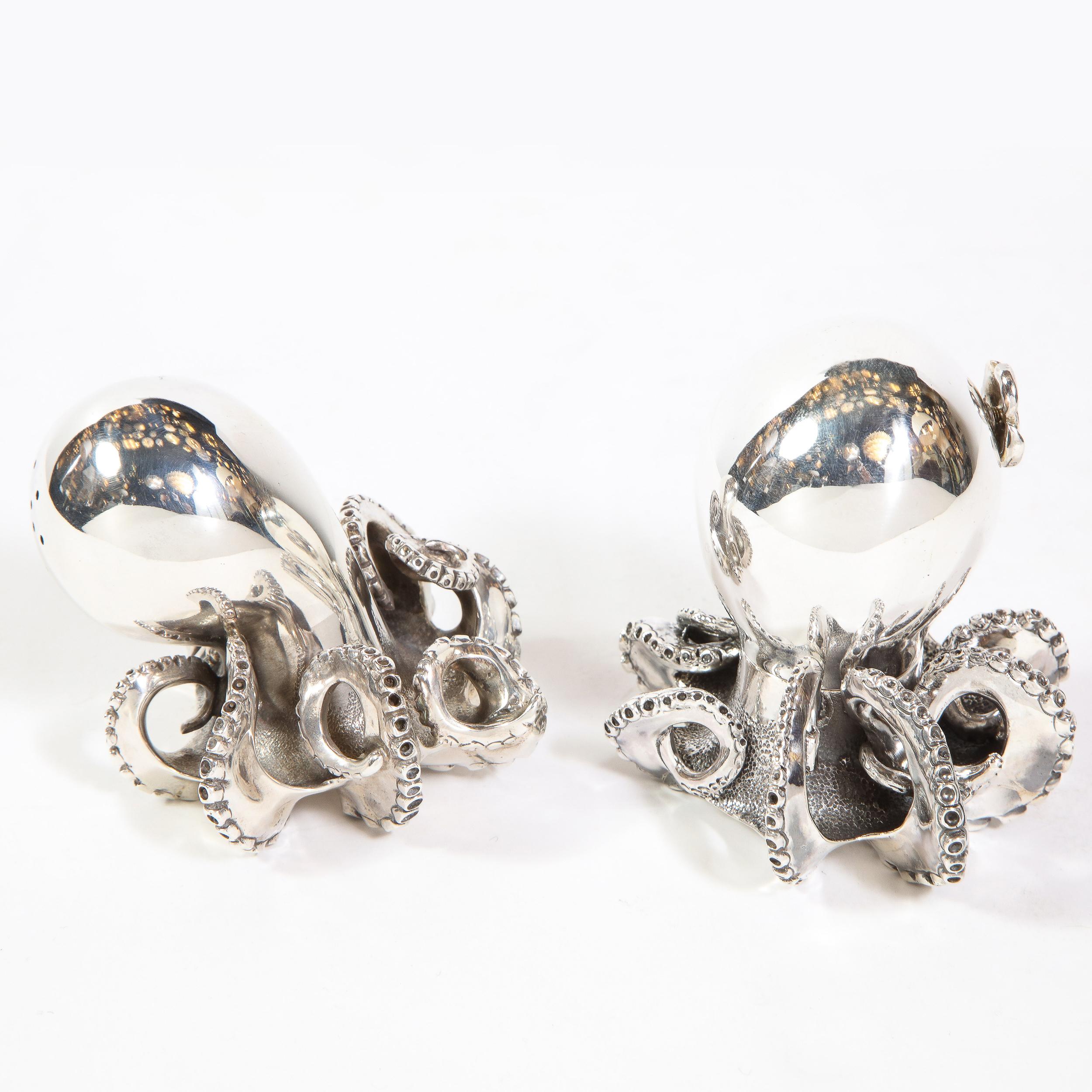 Handcrafted Sterling Silver Octopus Salt Shaker and Pepper Mill by Missiaglia 2