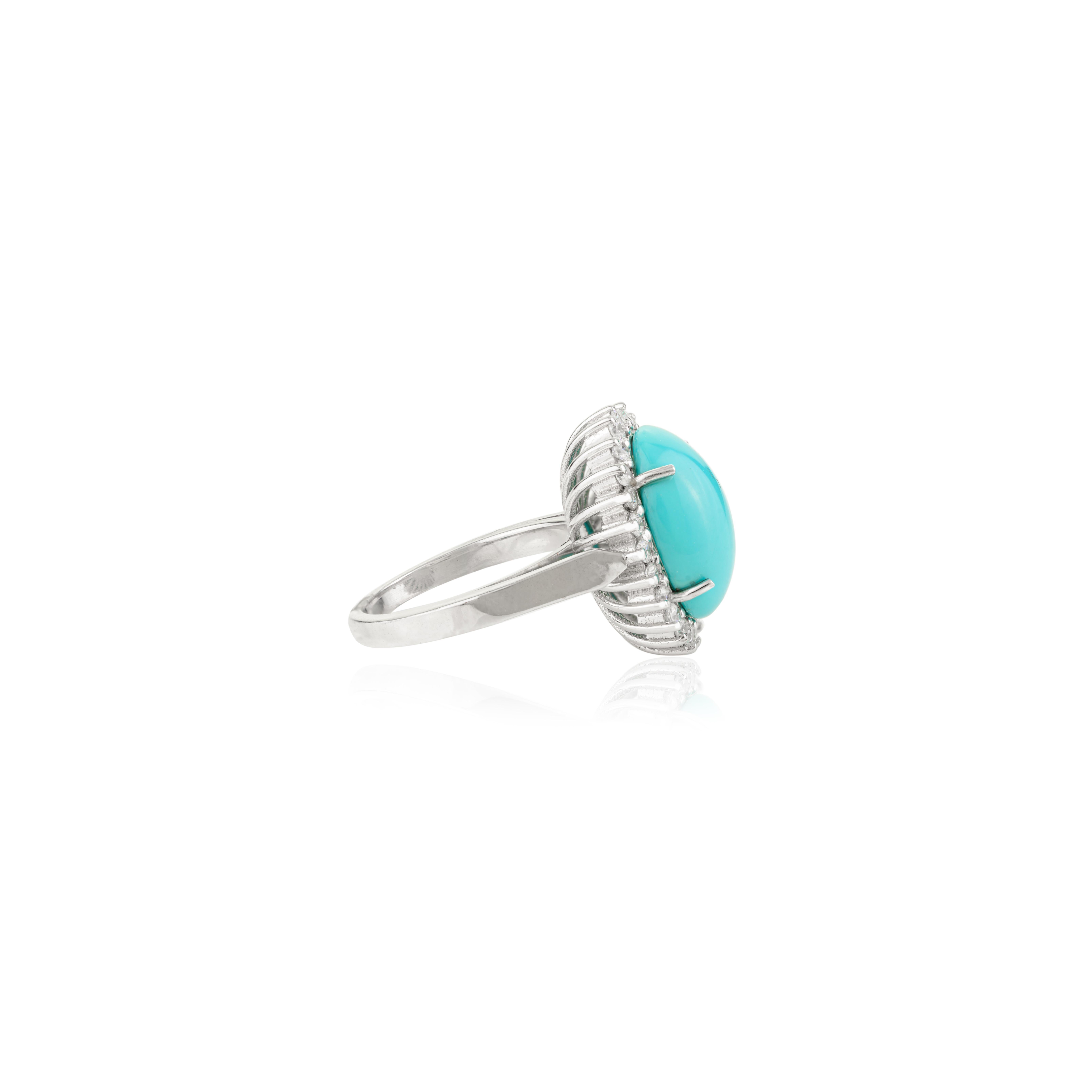 in vendita:  Anello artigianale in argento sterling con centro in turchese e pietra di zircone Gioielleria 5