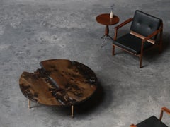 Handcrafted Stoc Round Coffee Table in Oxidised Scottish Elm