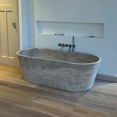Handcrafted Stone Bath Tub - Sculptural Solid Travertine Bathtub
